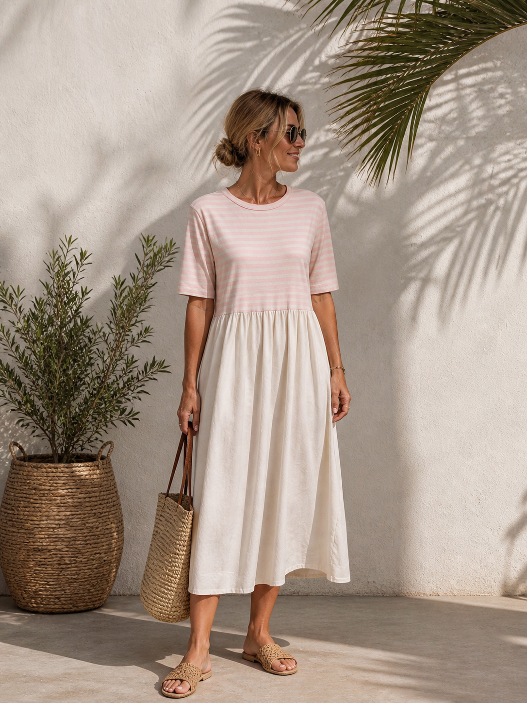 🌺🌊☀️ T-Shirt-Kleid Madeira Streifen Made in Italy 34-42