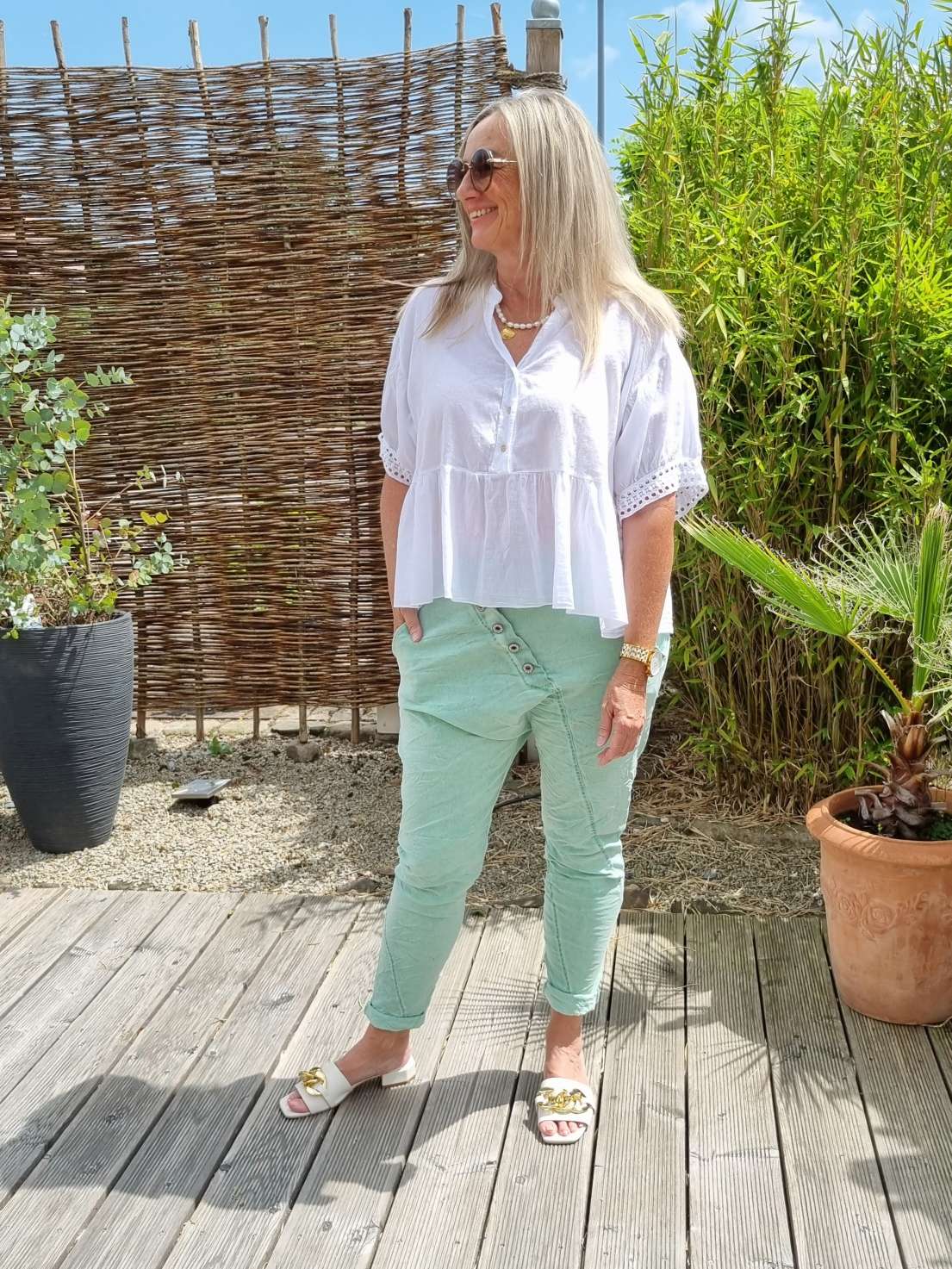 BAGGY JOGPANT CHRISTINA MINT GRÜN 36-42 Made in Italy Freizeit Hose Jogger Jogginghose Stoffhose BAGGY JOGPANT CHRISTINA MINT GRÜN 36-42 Made in Italy Freizeit Hose Jogger Jogginghose Stoffhose