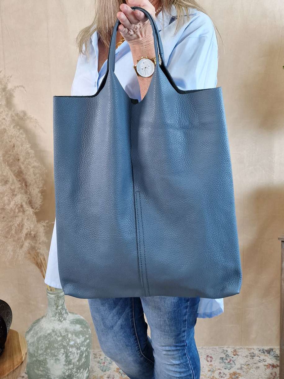 LEDER SHOPPER ADAM JEANSBLAU Made in Italy Echtleder Tasche Schultertasche versch. Farben LEDER SHOPPER ADAM JEANSBLAU Made in Italy Echtleder Tasche Schultertasche versch. Farben