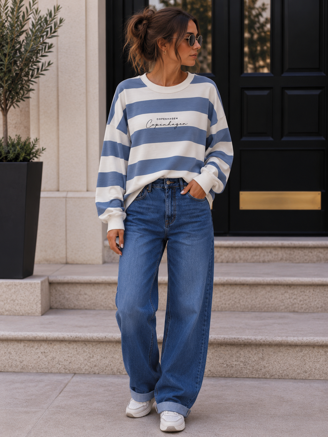 Sweatshirt Copenhagen Blockstreifen I NO. SW0072 I lässiger Oversize-Look I Made in Italy 34-42/44