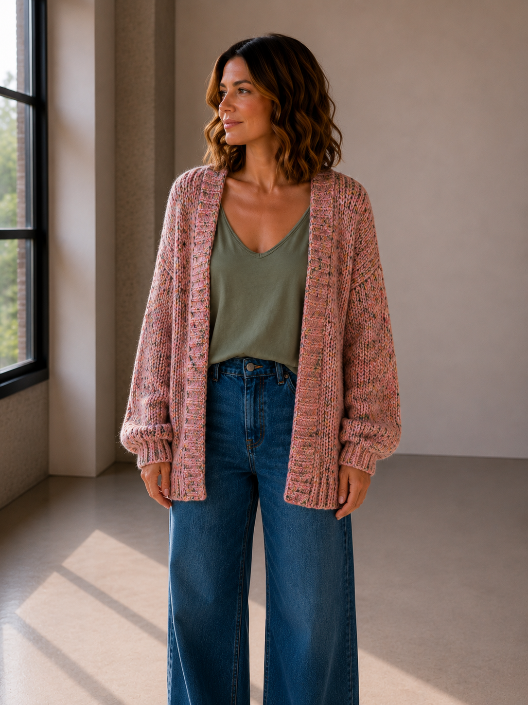 Cardigan mit Dots Kuschelig Strickjacke I NO.SJ0024 I Made in Italy 34-44/46