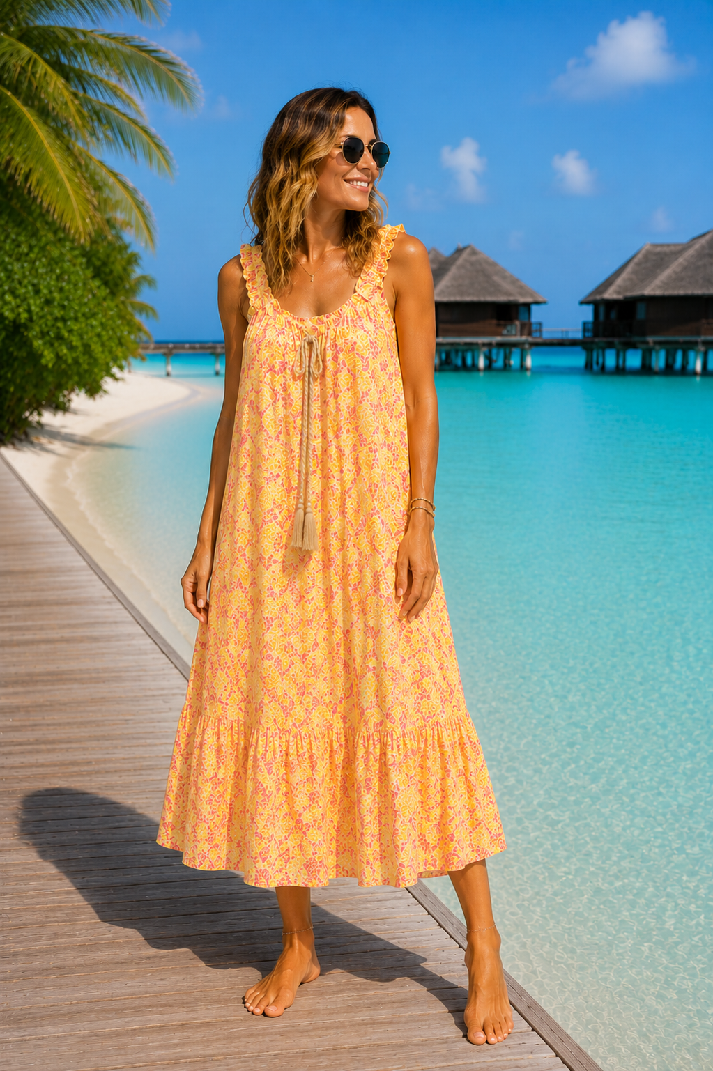 Boho Kleid Caro Fantasy Muster Made in Italy 34-40/42