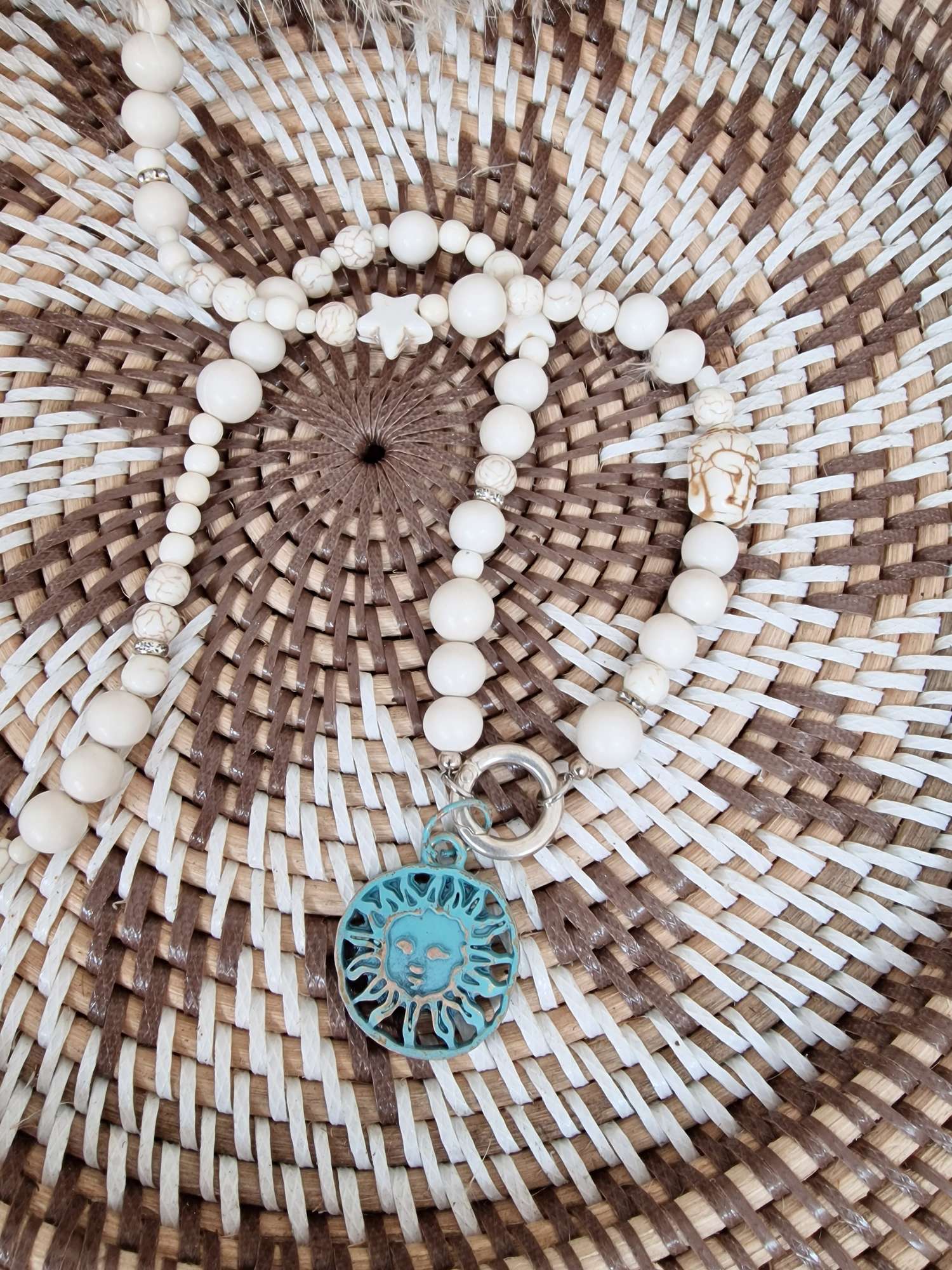 EXKLUSIVE LANGE KETTE BUDDHA OFFWHITE Silver Shiny SUNSHINE Türkis EXKLUSIVE LANGE KETTE BUDDHA OFFWHITE Silver Shiny SUNSHINE Türkis