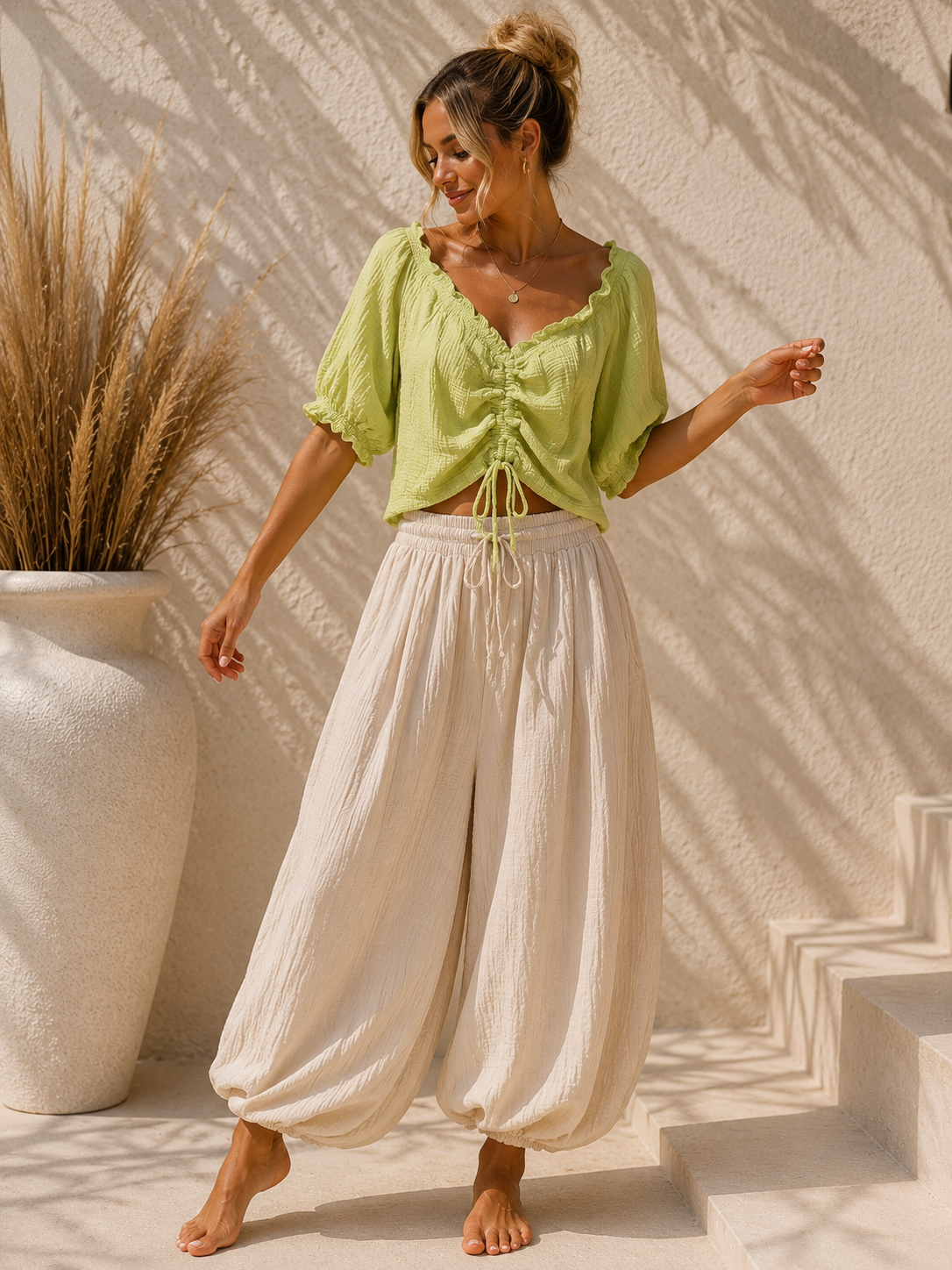 Bluse Cropped Musselin Savanna UNI Made in Italy 34-40/42