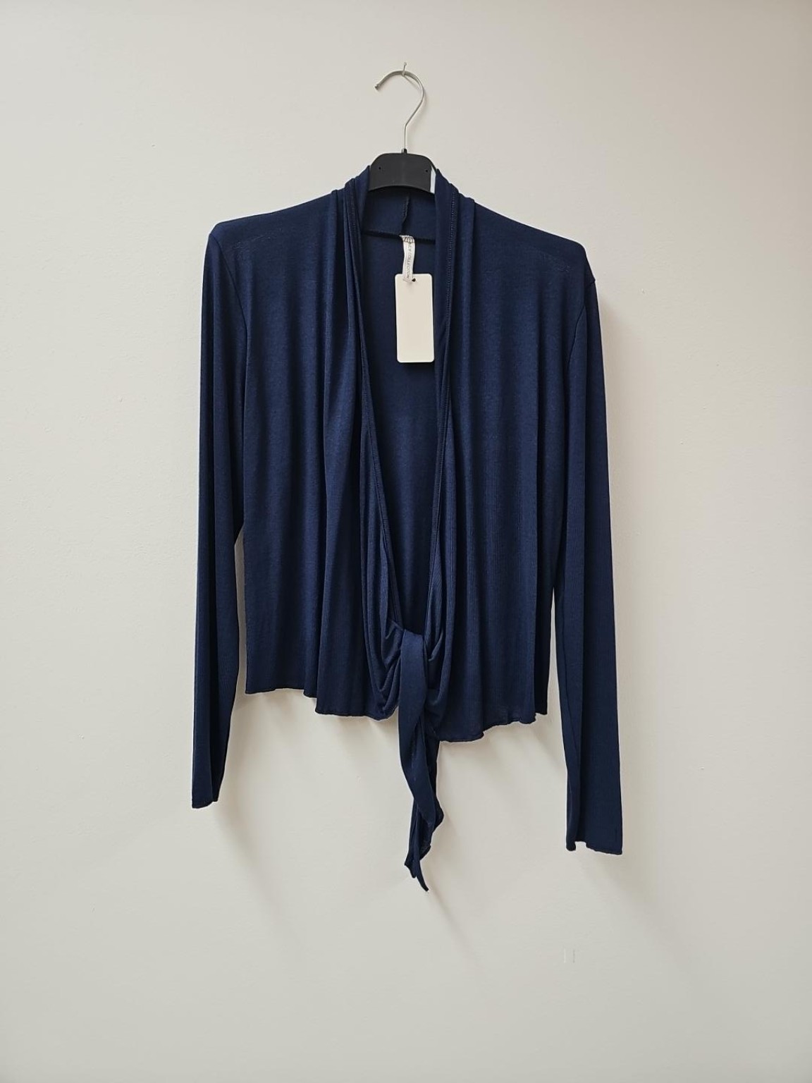 Strickjacke Secil Uni Dunkelblau zum binden Made in Italy 34-40/42