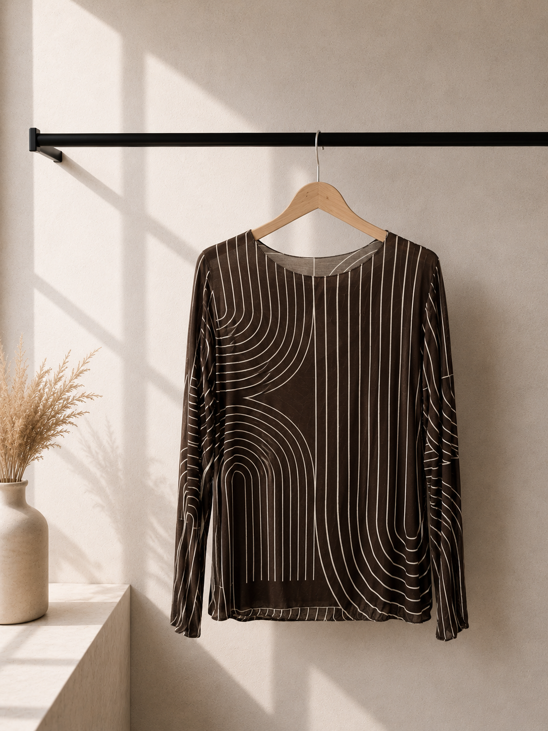 Langarmshirt Cashmere Ornamentmuster I LS0026 I Made in Italy 34-42