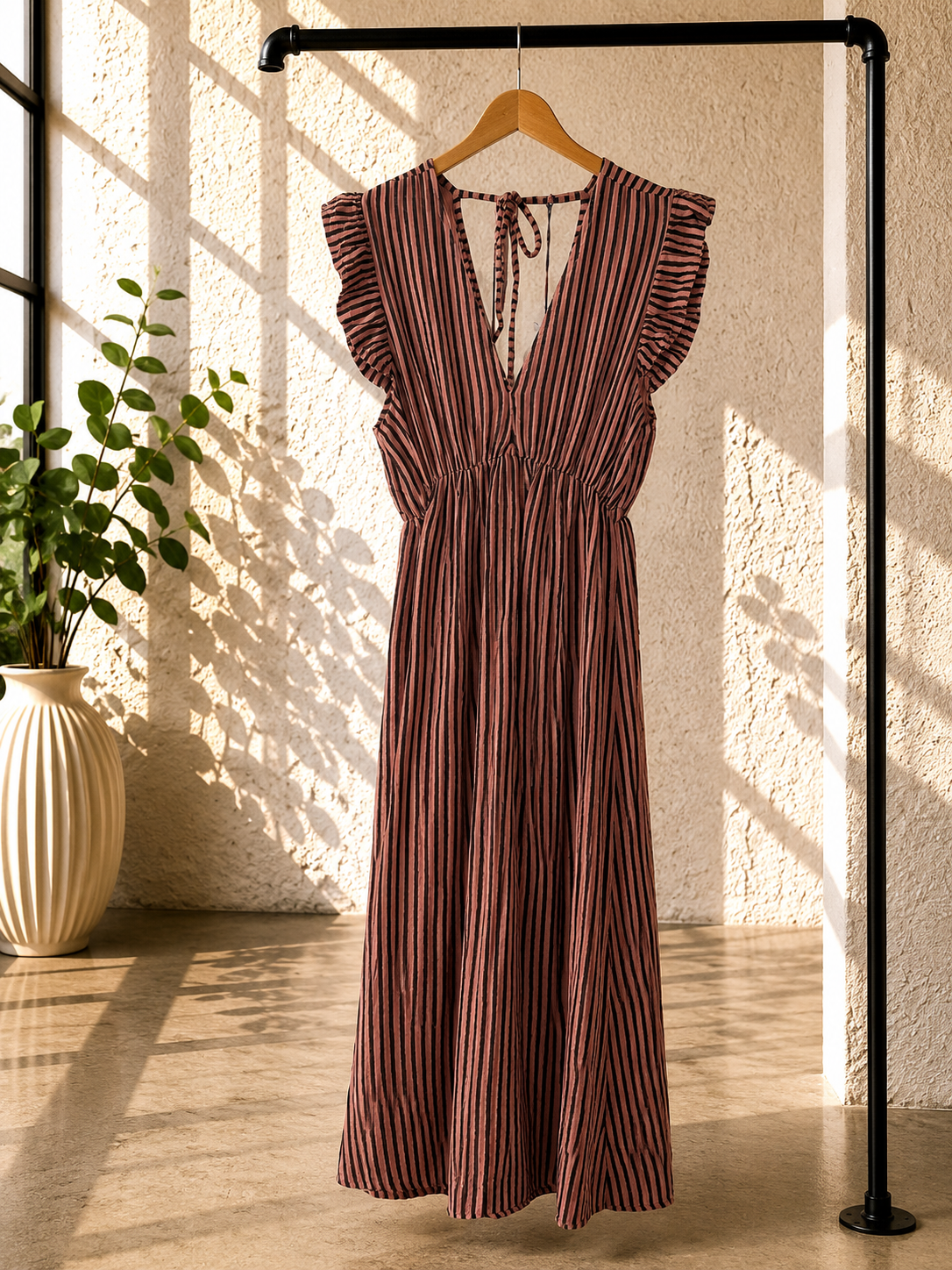 MUSSELIN KLEID ZOE STRIPES 34 - 42 Made in Italy ärmellos Rüsche
