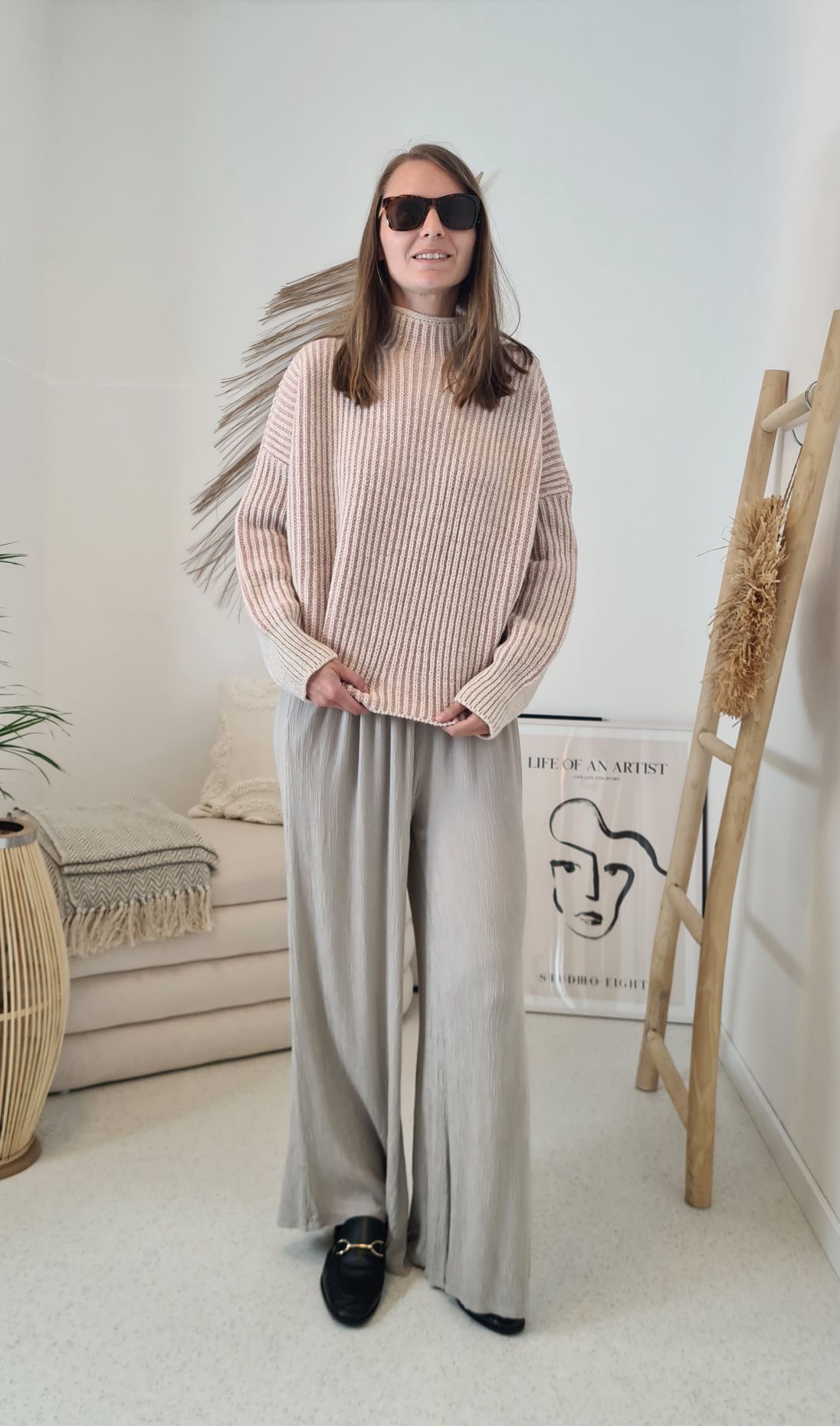 EDLE HOSE INESSA BEIGE Viskose Hose Made in Italy Palazzohose PANT Musselin Art 34-40 EDLE HOSE INESSA BEIGE Viskose Hose Made in Italy Palazzohose PANT Musselin Art 34-40