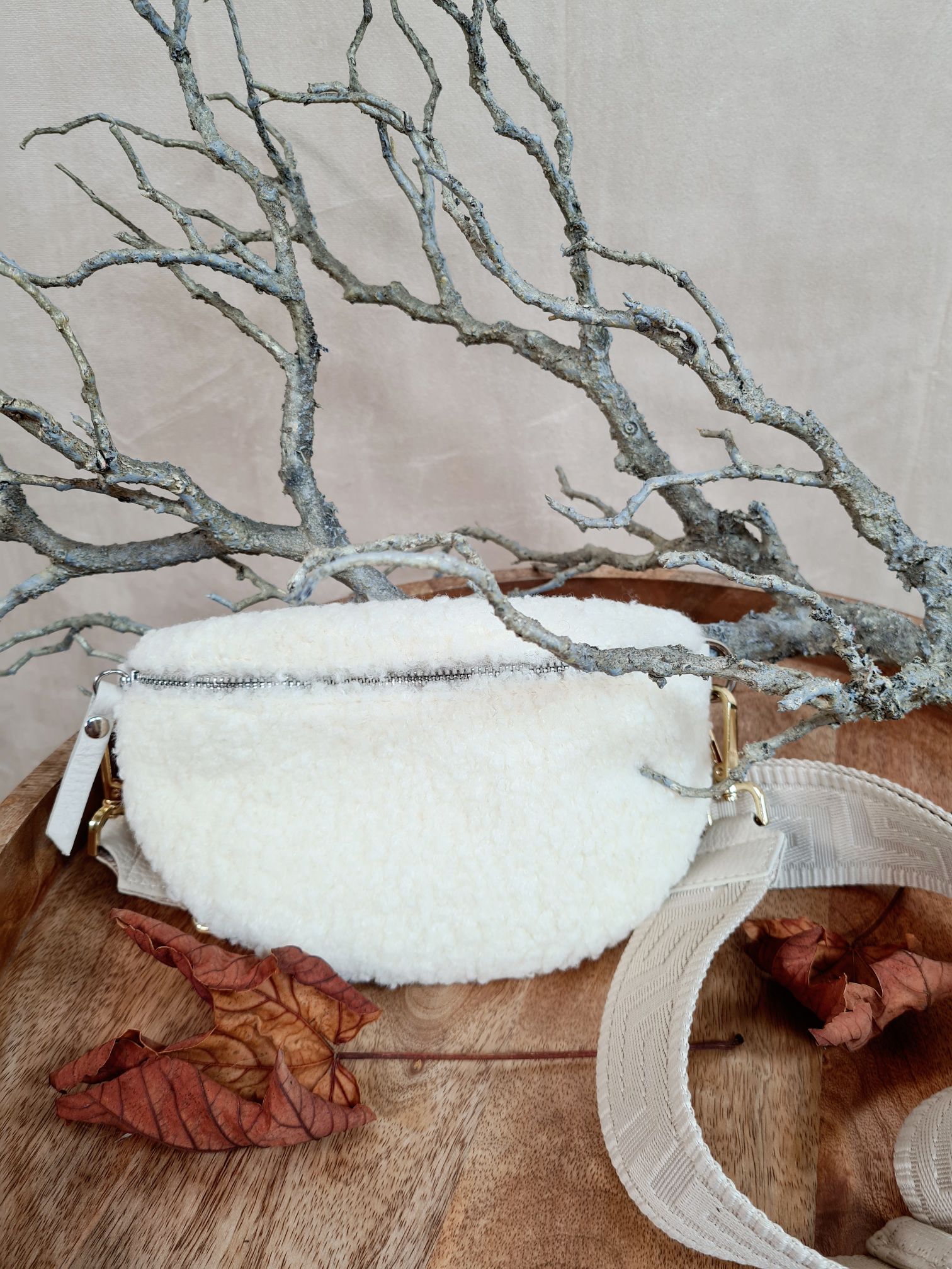 BAUCHTASCHE TEDDY S AURI CREME Umhängetasche mit Leder Made in Italy BAUCHTASCHE TEDDY S AURI CREME Umhängetasche mit Leder Made in Italy