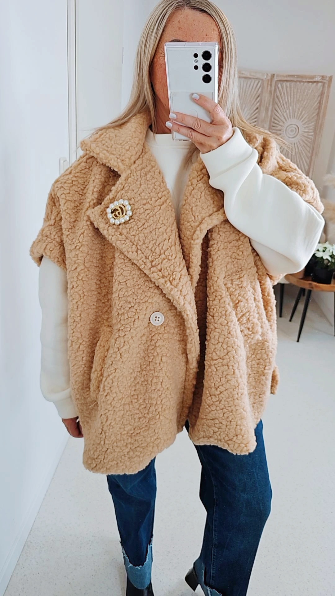 TEDDY WESTE ANNI Made in Italy 34-46/48 Mantel Jacke ärmellos COAT TEDDY WESTE ANNI Made in Italy 34-46/48 Mantel Jacke ärmellos COAT