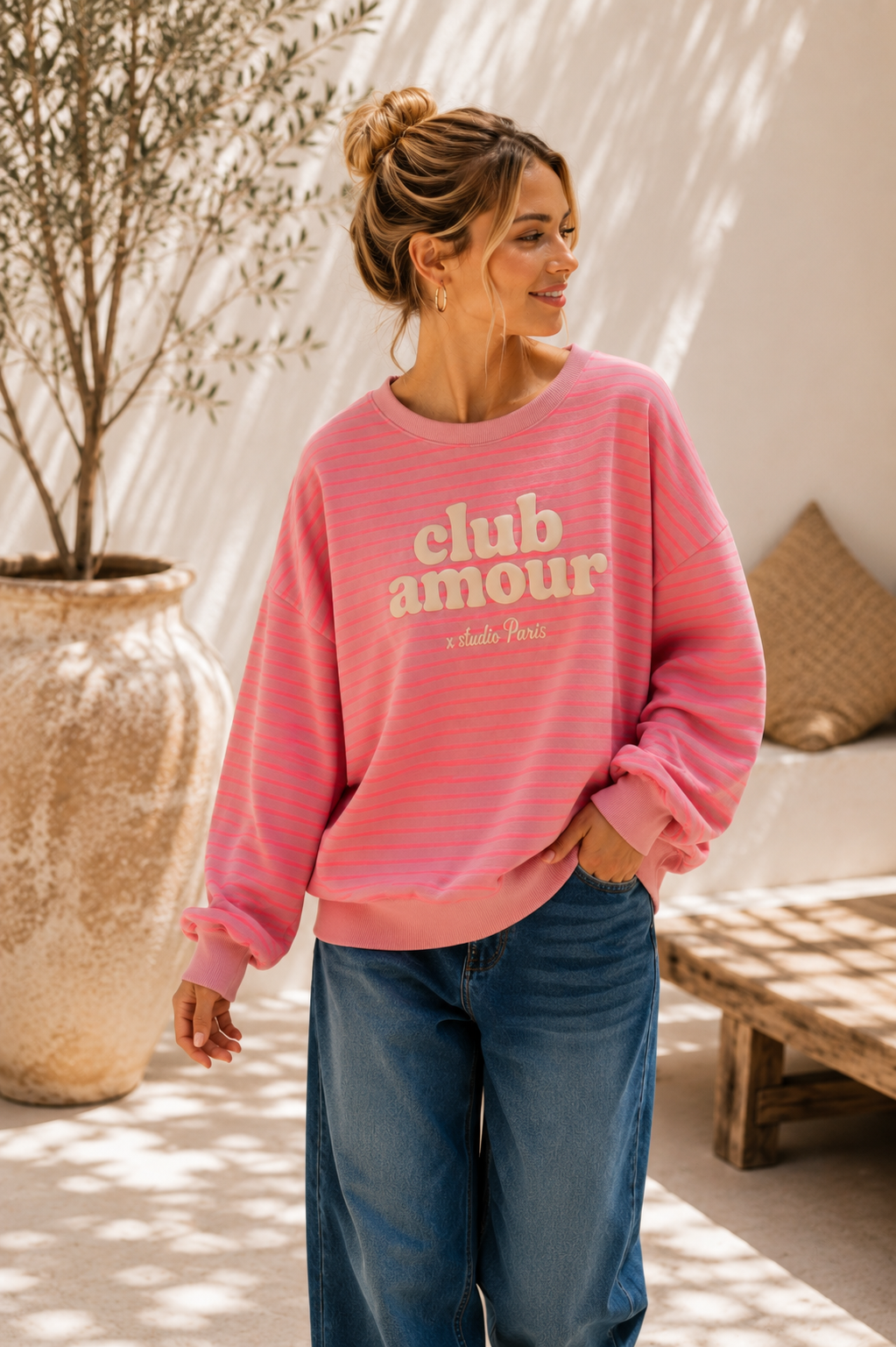 Sweatshirt / Sweater No. SW010 | Streifenlook | Oversize | Made in Italy | passt bis Größe 42/44