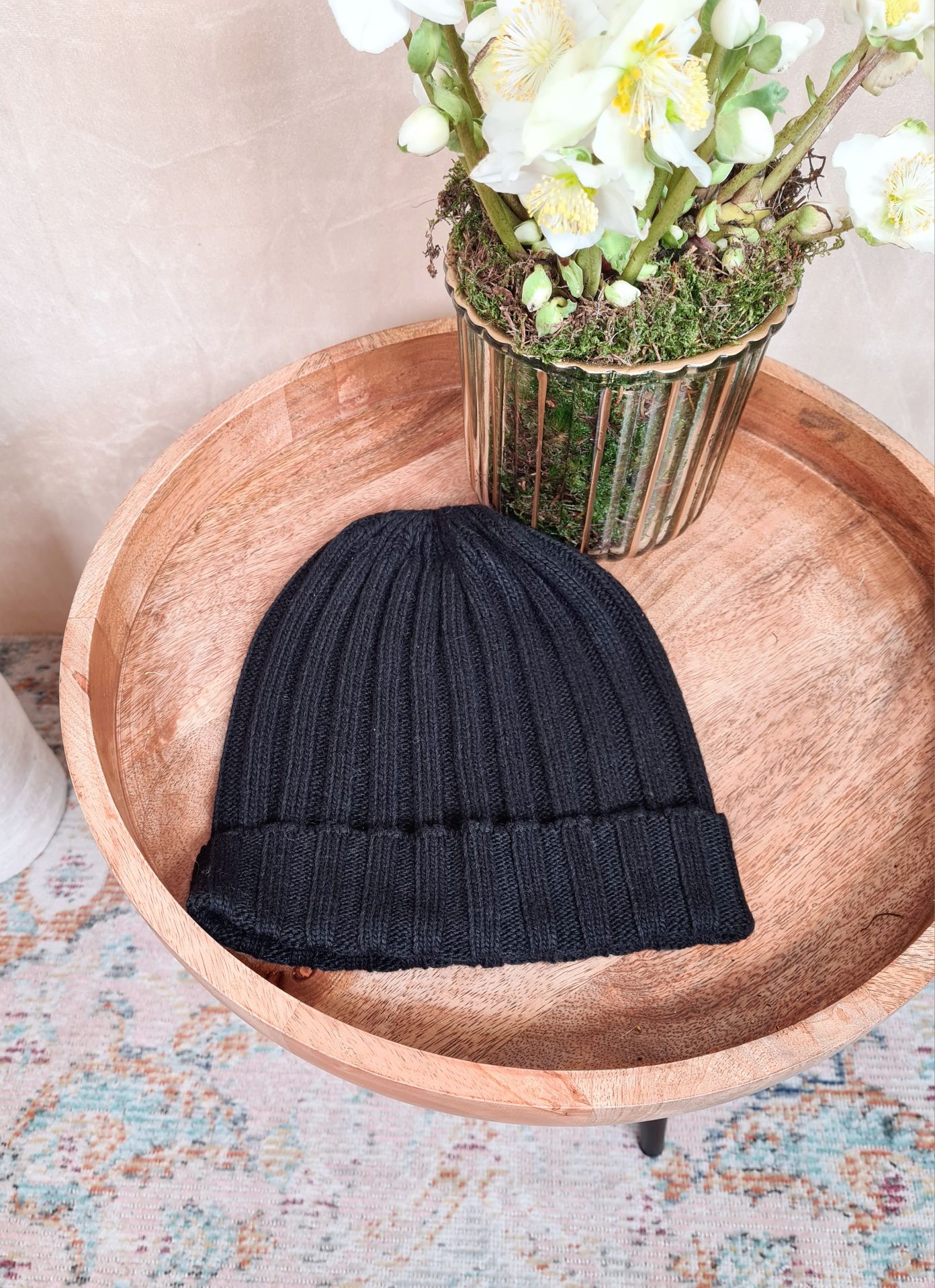 BASIC BEANIE ALASKA SCHWARZ Wintermütze Made in Italy Ripp Strick Mütze verschiedene Farben