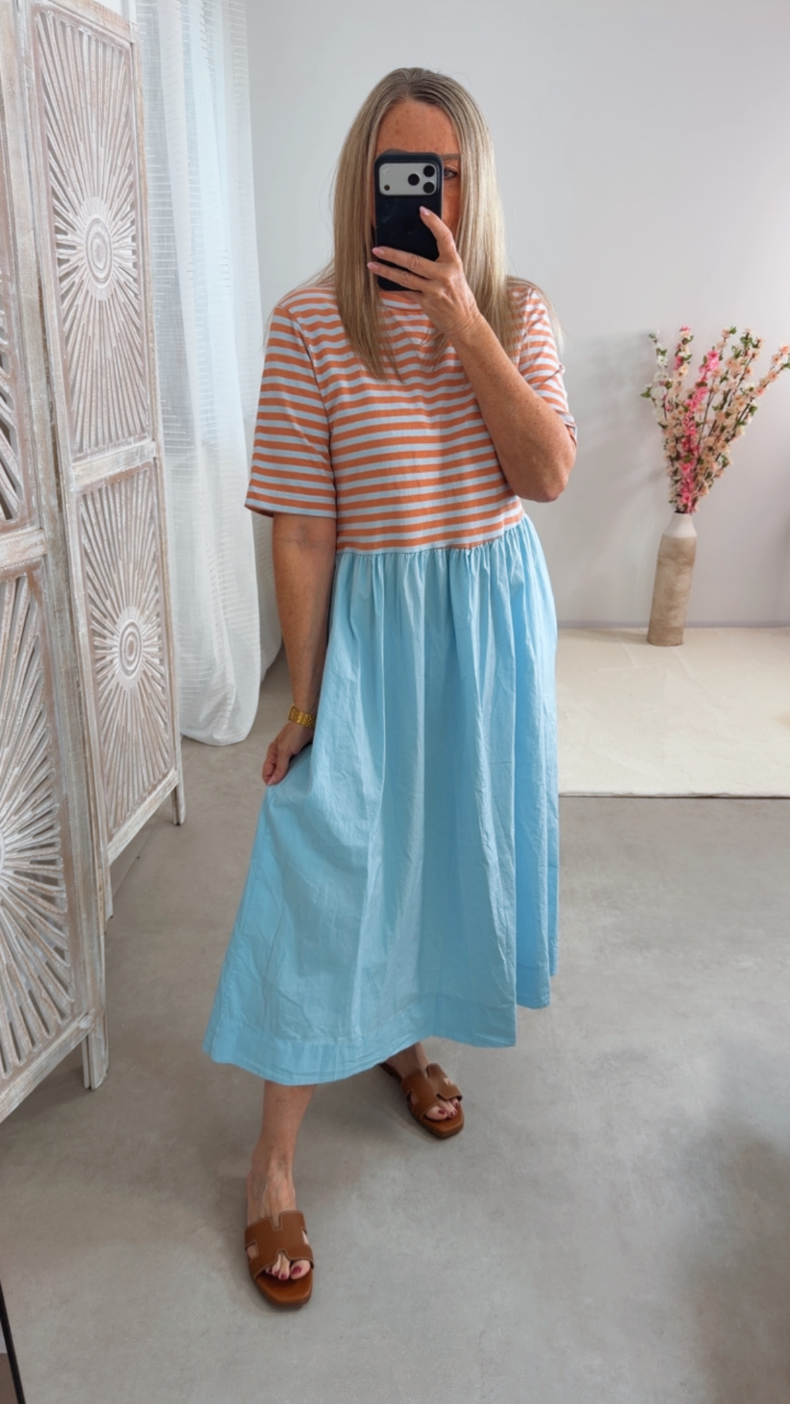 🌺🌊☀️ T-Shirt-Kleid Madeira Streifen Made in Italy 34-42