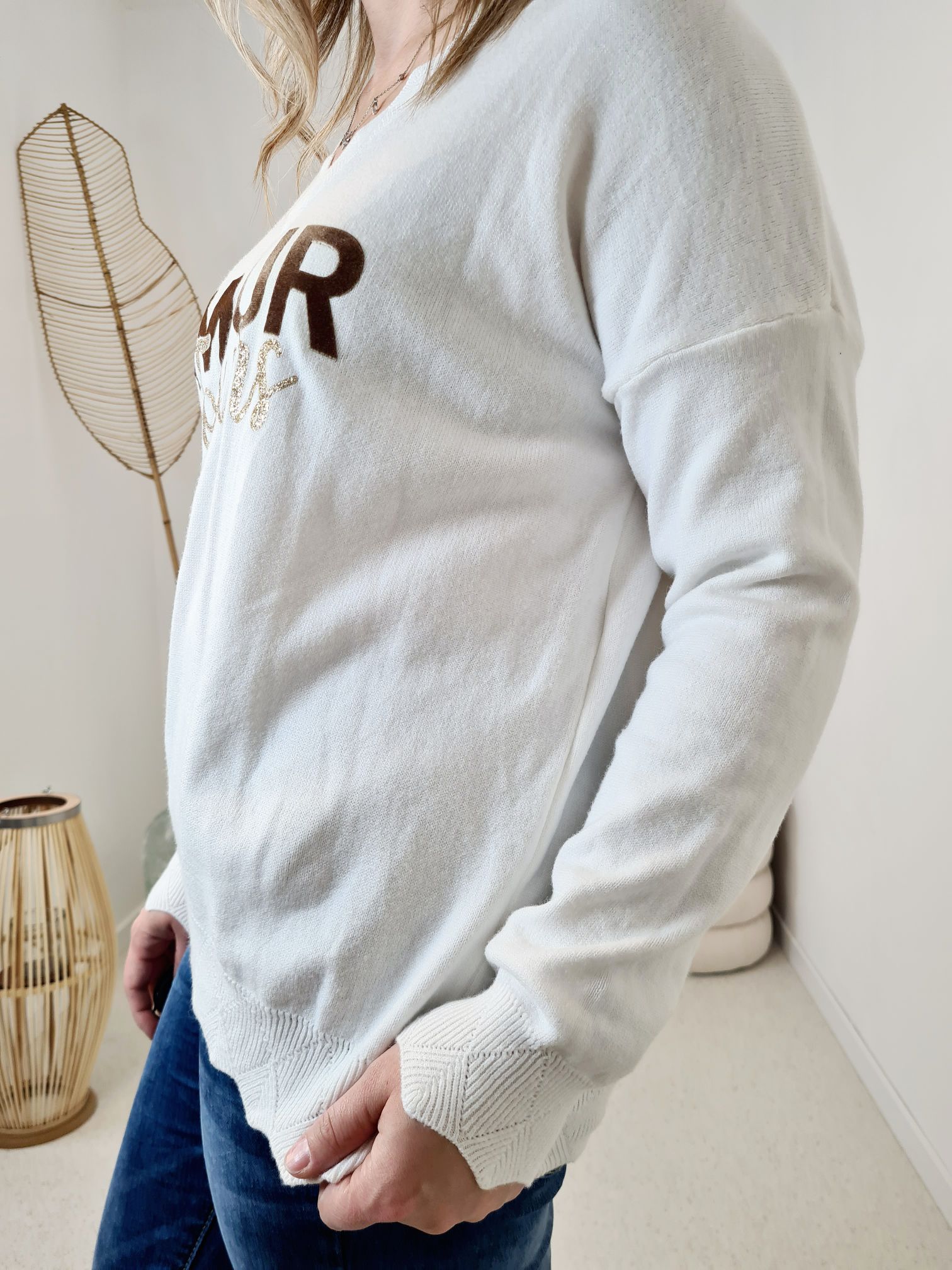 LONGSLEEVE SHIRT AMOUR TOUJORS CREME 34-42Made in Italy Langarm Pullover Oversize LONGSLEEVE SHIRT AMOUR TOUJORS CREME 34-42Made in Italy Langarm Pullover Oversize