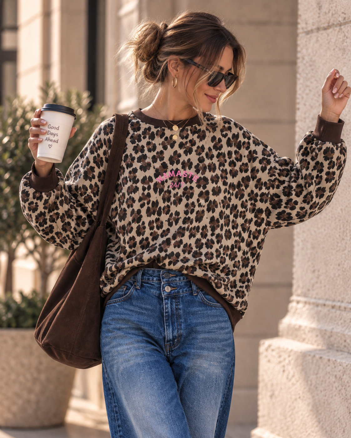 Sweatshirt „Namaste 24/7 LEO" – Made in Italy | One Size bis ca. Gr. 42