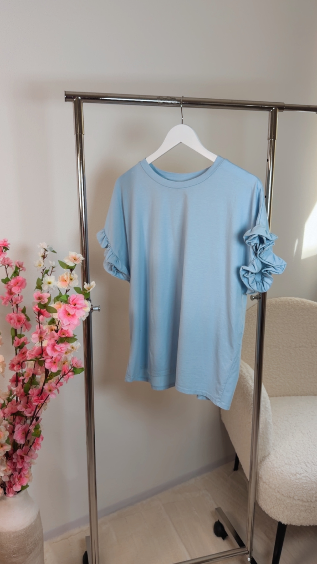 💚✨ T-Shirt Uni Rüsche Arm Elmara Made in Italy 34-42