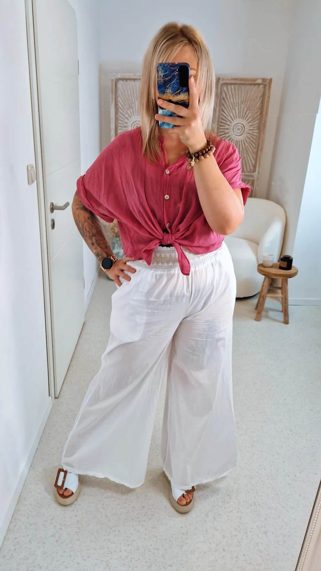 10 € LEICHTE SOMMER HOSE RICKY 34-38 Made in Italy weite Hose PANT Baumwolle