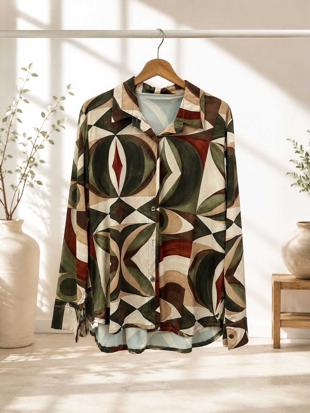 Kofferstoff Bluse Retro Print – No. BL011 | Made in Italy | passt ca. Gr. 34–42