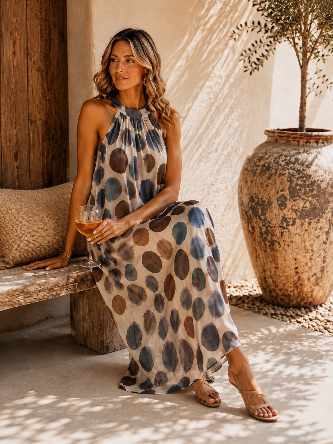 Polka Dots Kleid Zakynthos – Made in Italy | Passend bis zu einer guten Größe 42