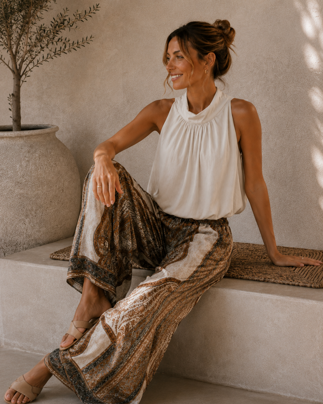 Top Bluse Mariona Uni Bindung im Nacken Made in Italy 34-40/42