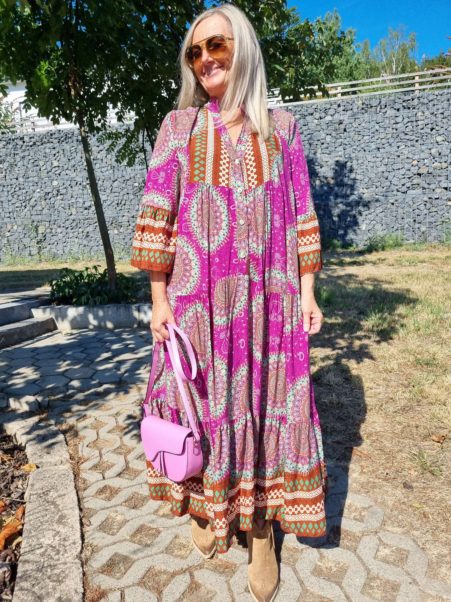 MAXI TUNIKA DRESS MICAELA PINK 34-42 Made in Italy langes Kleid Hängerchen Tunikakleid MAXI TUNIKA DRESS MICAELA PINK 34-42 Made in Italy langes Kleid Hängerchen Tunikakleid