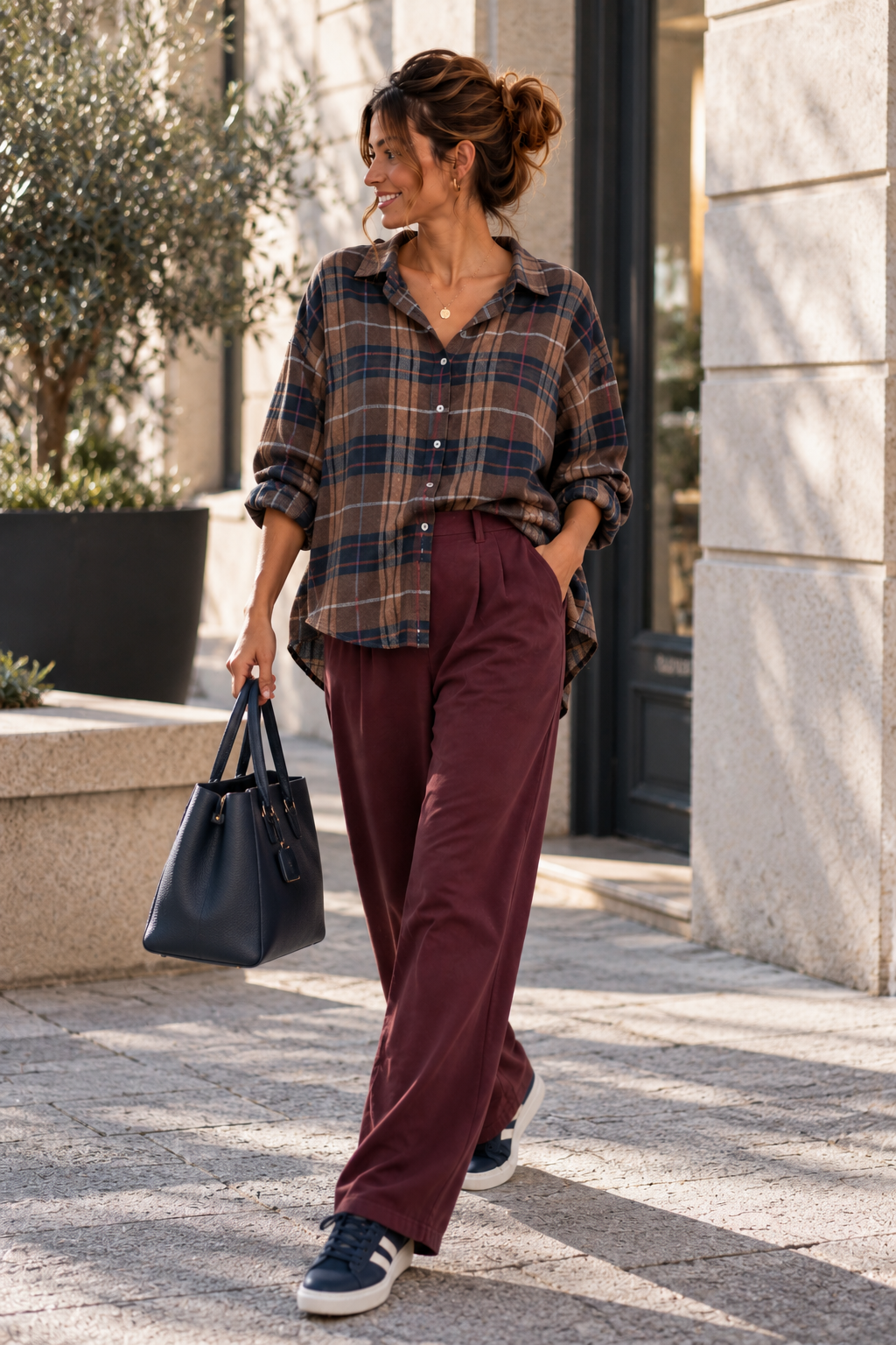 Cozy Flanell Karo Oversize-Bluse I BL0132 I 34-44 I Made in Italy