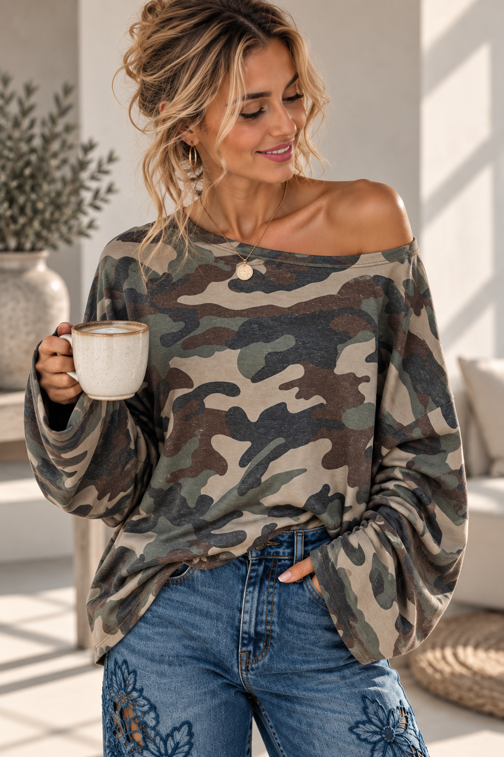 LONGSLEEVE CAMOUFLAGE Made in Italy Gr. 36 - 46 LS0108 Sweater