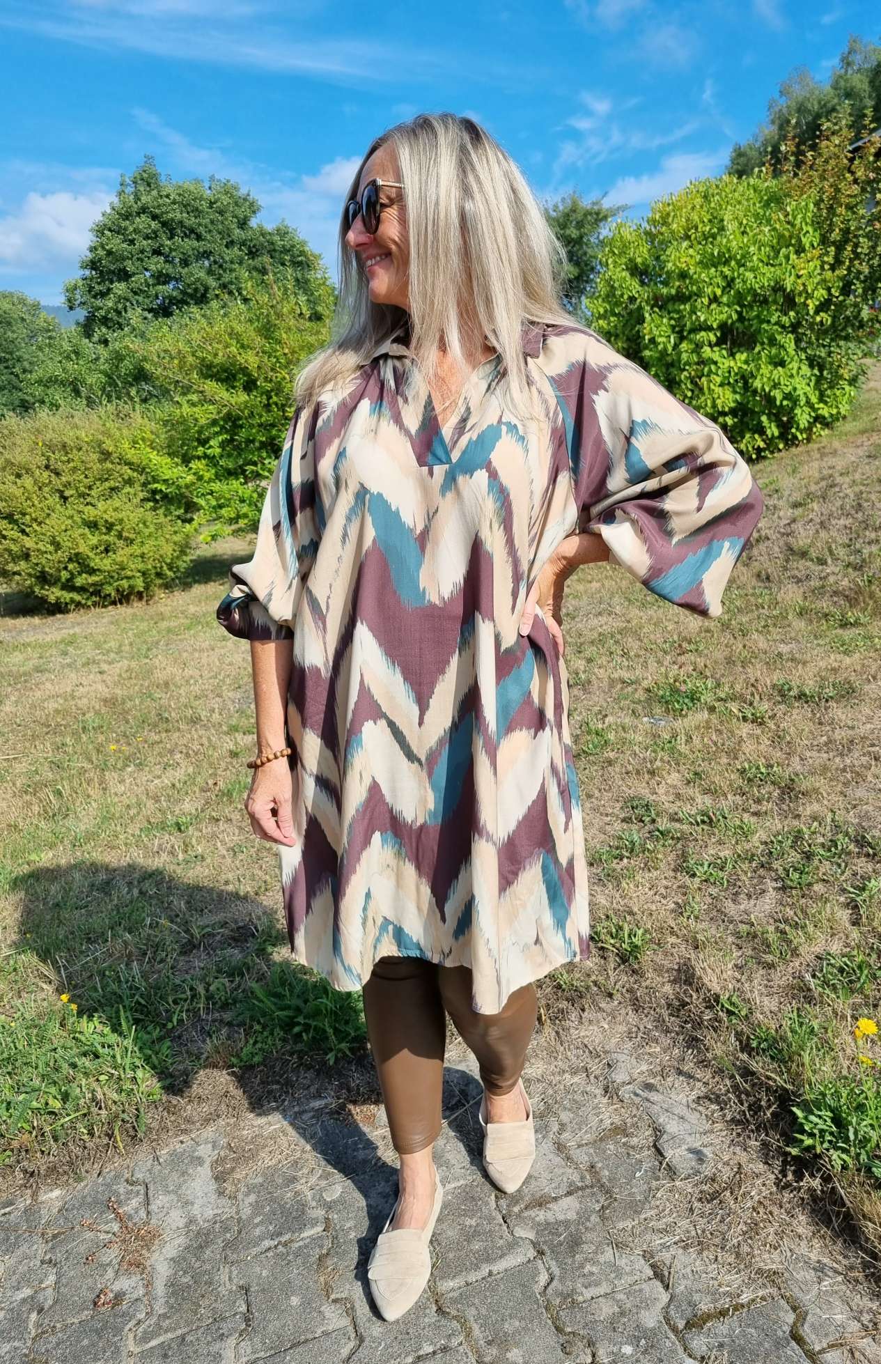 BLUSEN KLEID JUANA PETROL Dress Longbluse Made in Italy verschiedene Größen BLUSEN KLEID JUANA PETROL Dress Longbluse Made in Italy verschiedene Größen