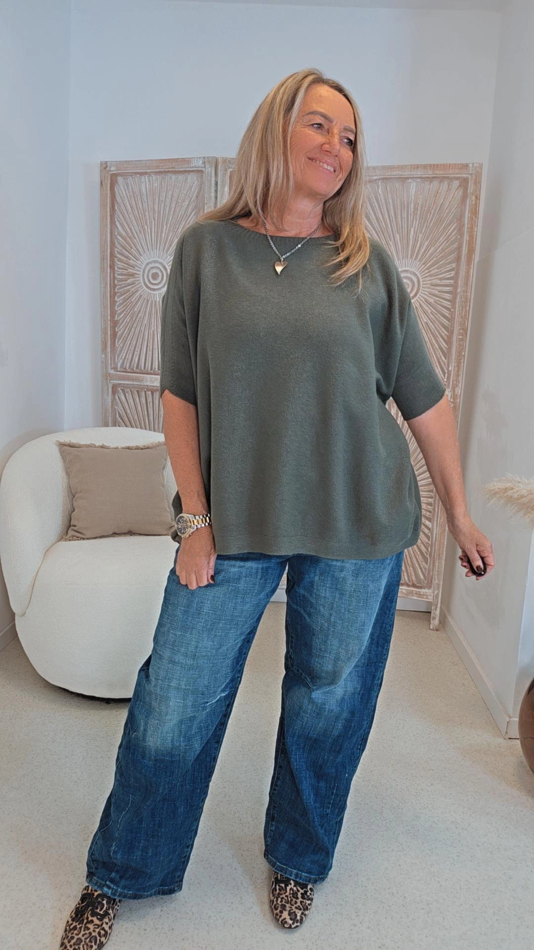 VISKOSE-STRICKSHIRT LEANDRA HALBARM 34-44 Made in Italy Kurzarm Pullover
