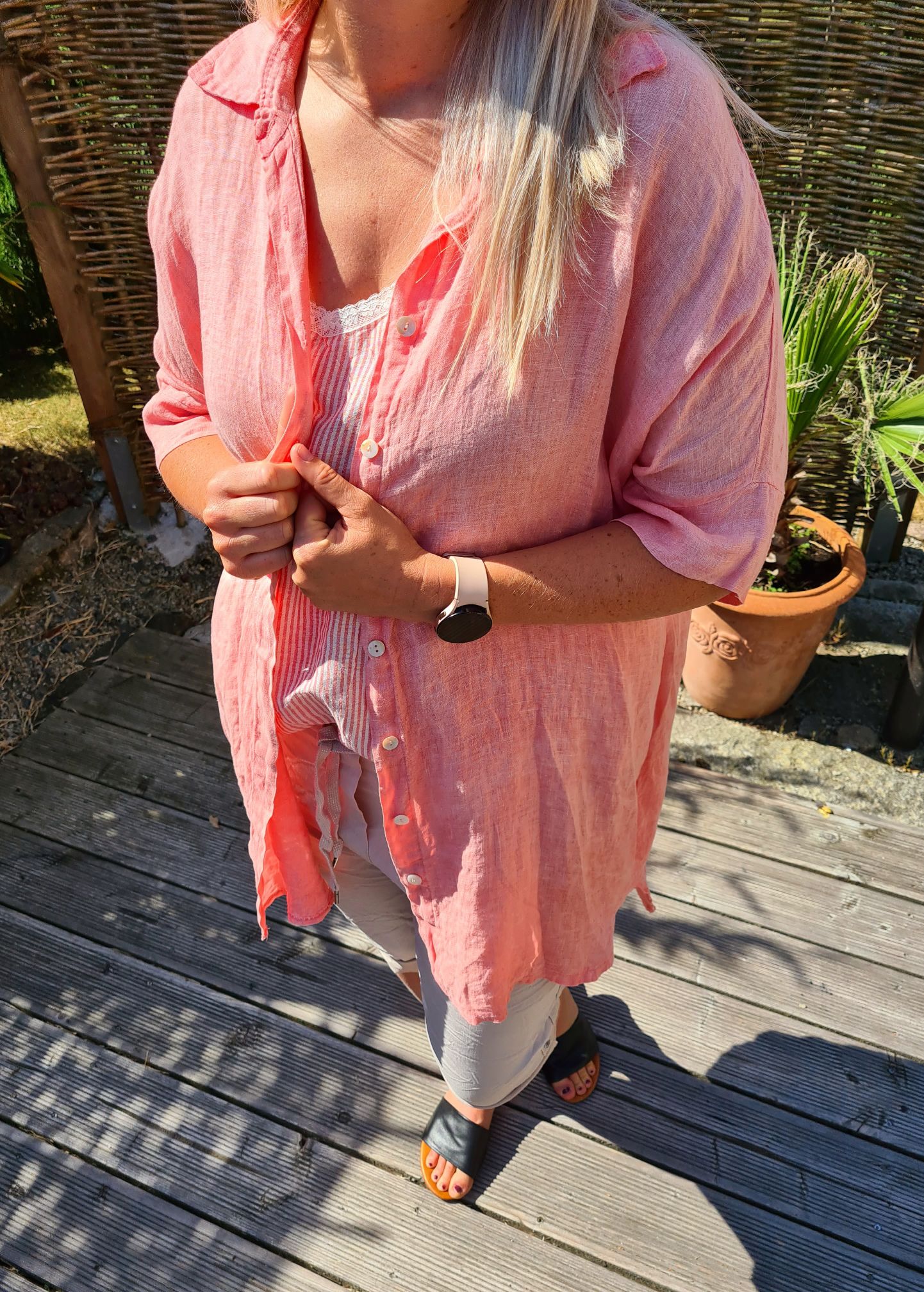 LINEN TUNIKA AREZZO LONG KORALLE Leinen Bluse Kleid Made in Italy 34-42 Longbluse LINEN TUNIKA AREZZO LONG KORALLE Leinen Bluse Kleid Made in Italy 34-42 Longbluse