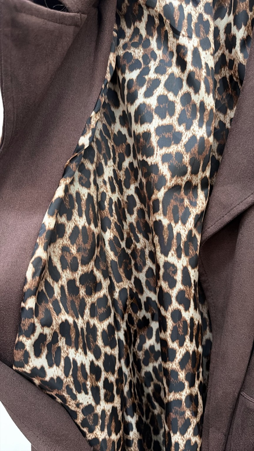 Tansania – Trenchcoat Mantel in Velourleder-Optik mit Leo-Futter | Made in Italy