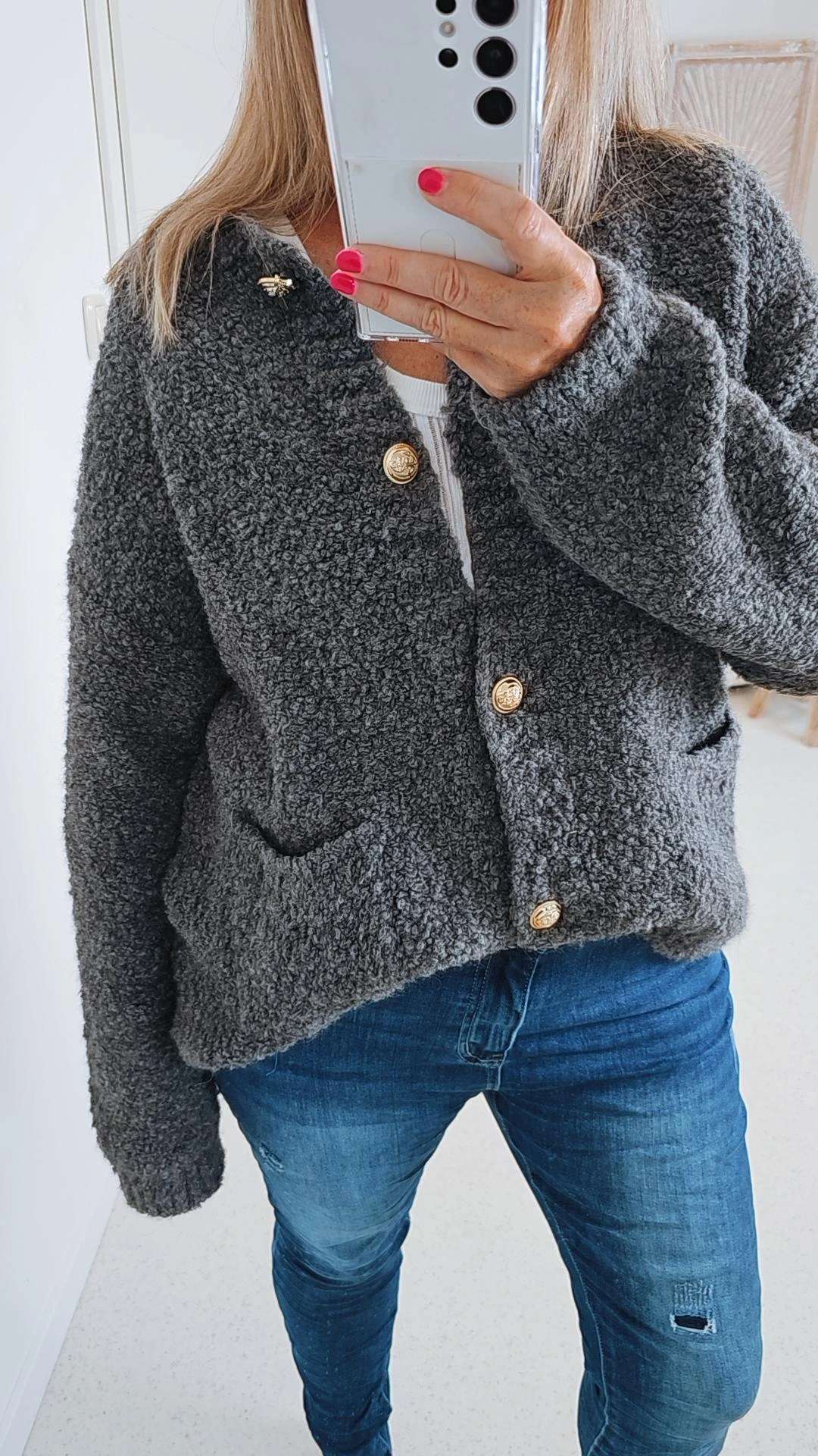 STRICKJACKE BOUCLE MURPHY Made in Italy 36-42 Cardigan Pullover Knit Sweater STRICKJACKE BOUCLE MURPHY Made in Italy 36-42 Cardigan Pullover Knit Sweater