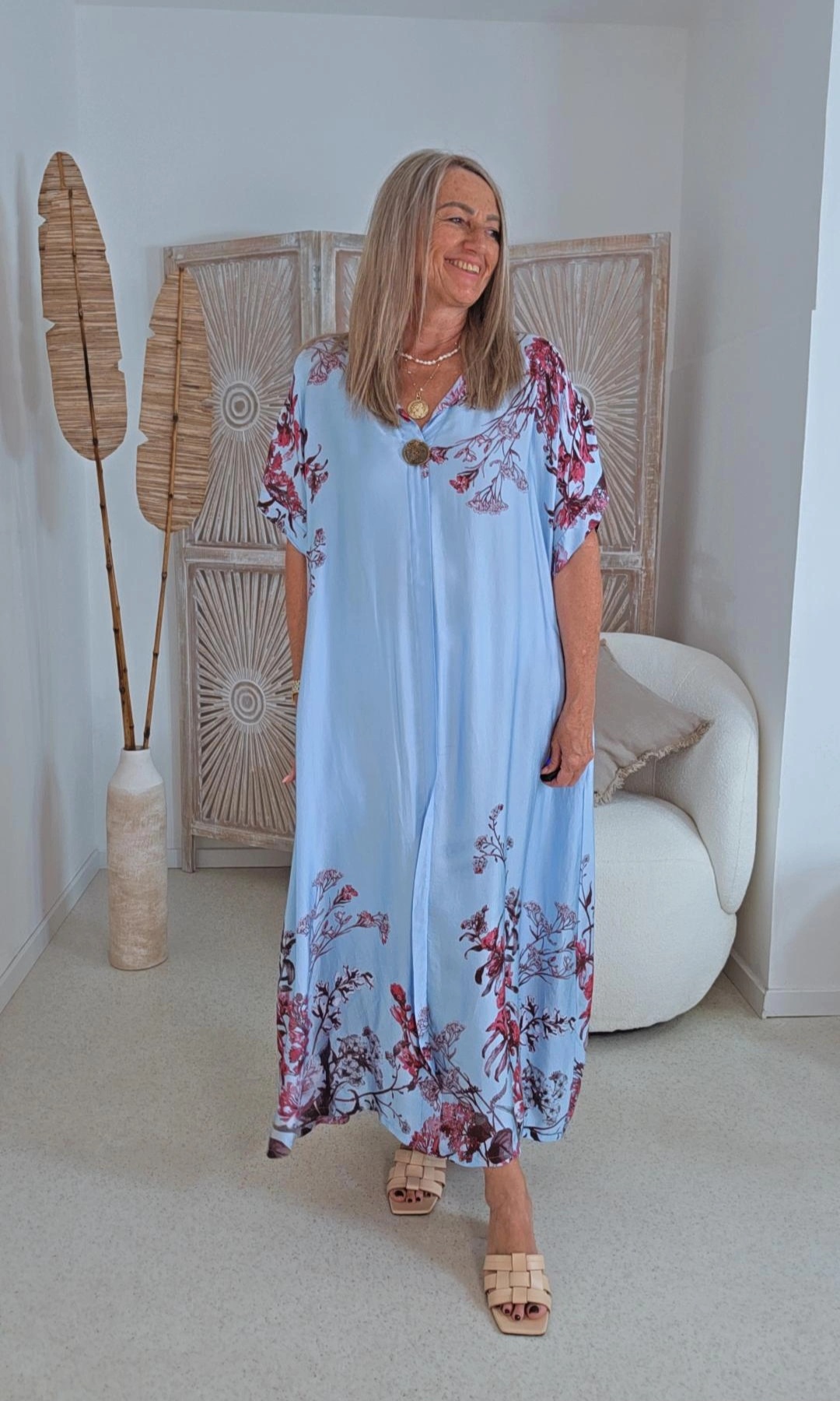 EDLES VISKOSE KLEID JAPAN GARDEN Oversize Made in Italy 34-44/46