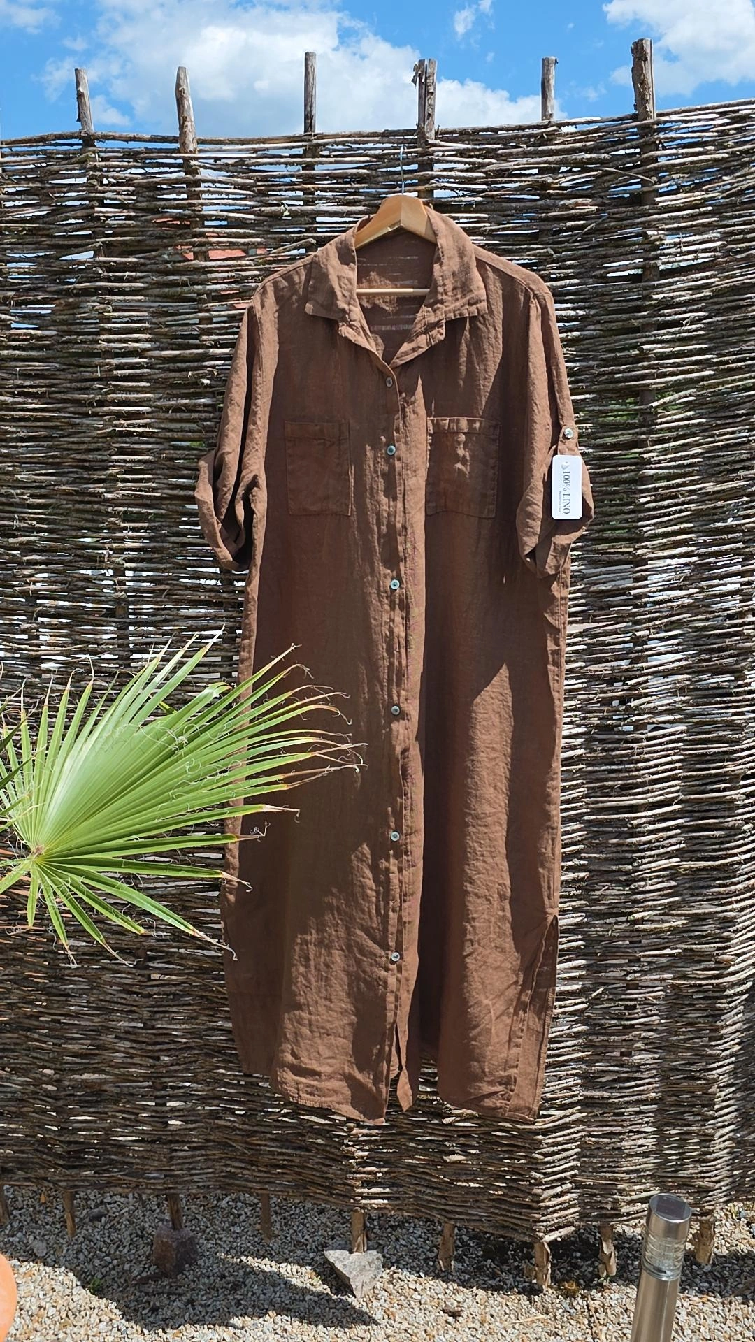 LINEN DRESS ESTELA Made in Italy 34 - 44/46 Leinen Blusen Kleid