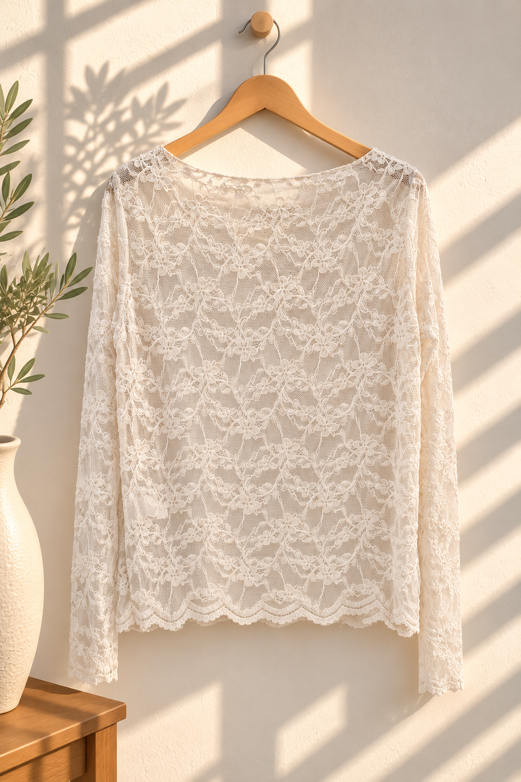 Spitzenshirt mit floralem Muster – Made in Italy | SPI 0089 | bis ca. Gr. 42