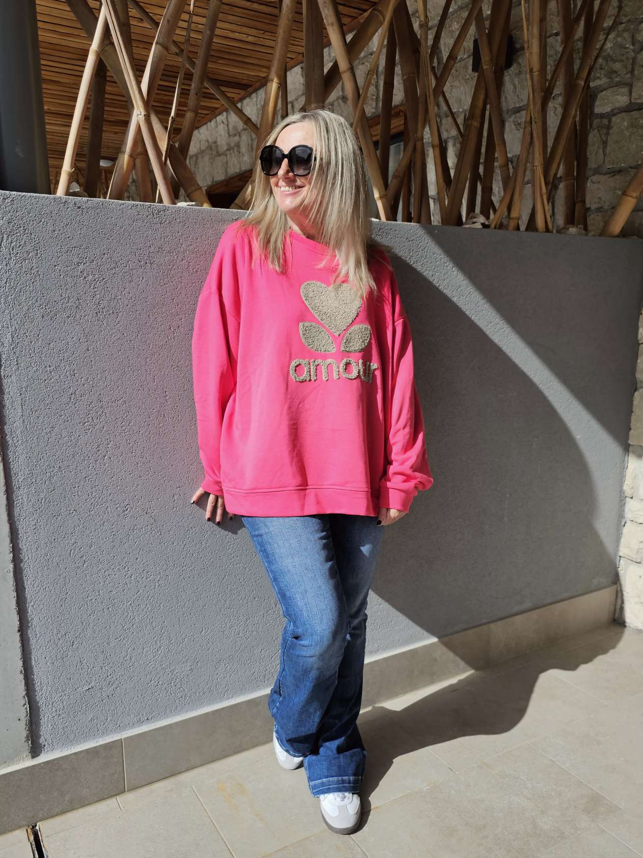 BASIC SWEATER AMOUR geflockt Made in Italy 34 - 42 BASIC SWEATER AMOUR geflockt Made in Italy 34 - 42