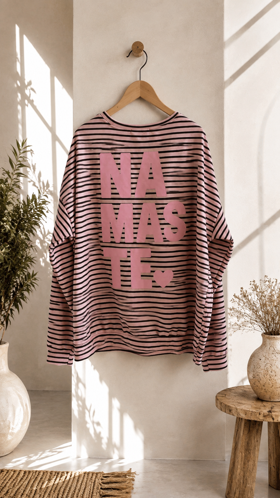 Sweatshirt – Sweater No. SW013 | Streifenlook | Oversize | Made in Italy | passend bis Gr. 42/44