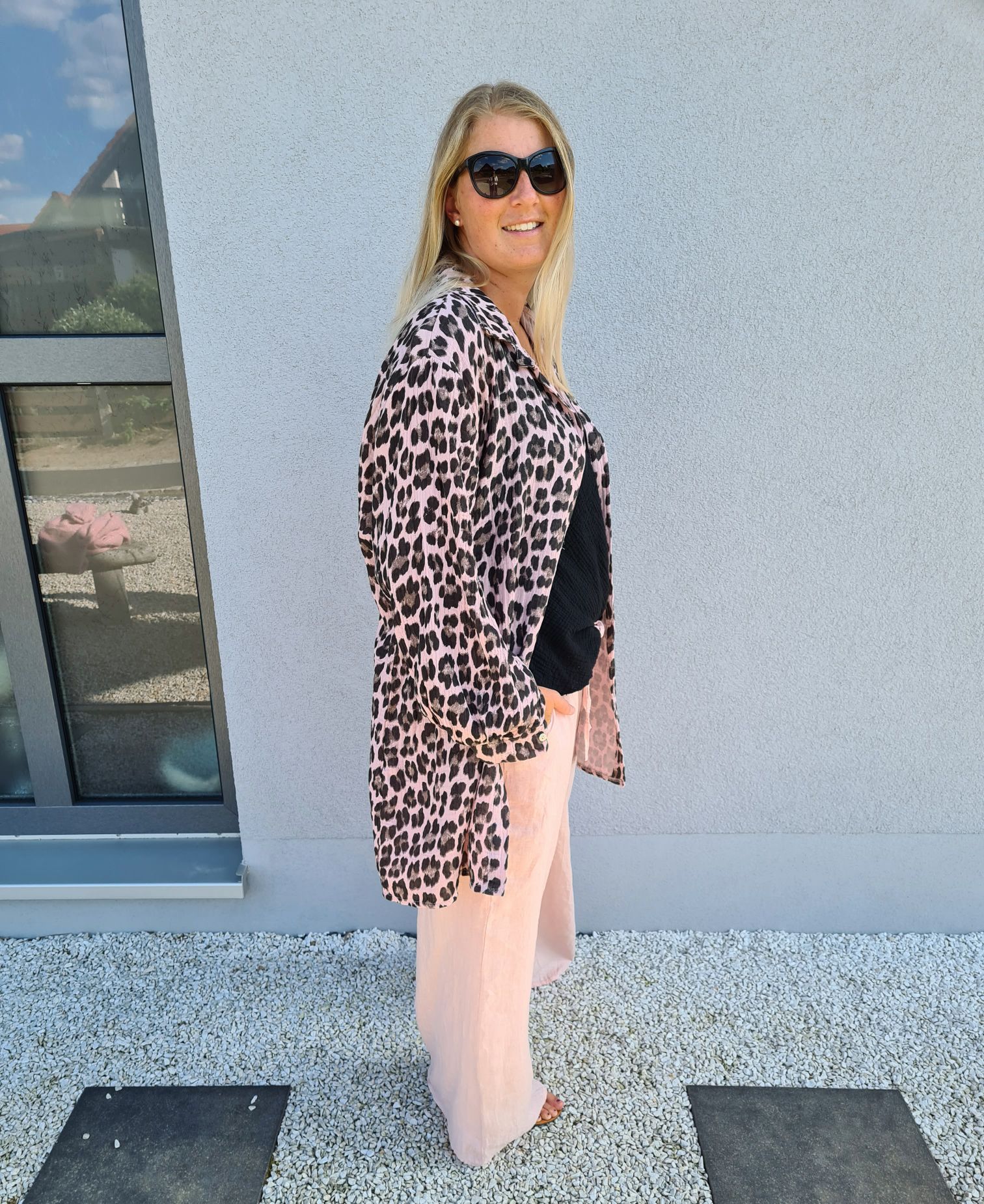 MUSSELIN OVERSIZE BLUSE SKYROS LEO ROSA 34-42 Made in Italy Longbluse Kleid Tunika Shirt Blusenjacke MUSSELIN OVERSIZE BLUSE SKYROS LEO ROSA 34-42 Made in Italy Longbluse Kleid Tunika Shirt Blusenjacke