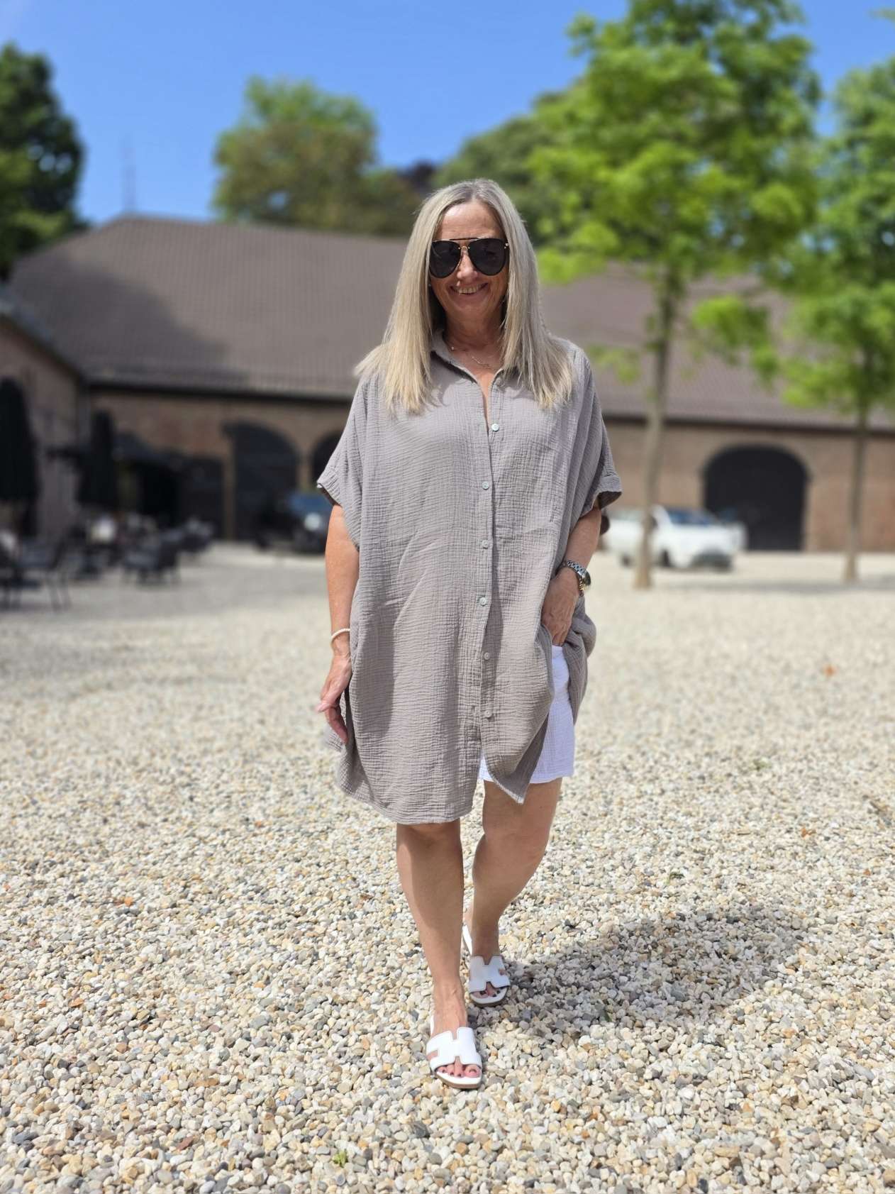 OVERSIZE MUSSELIN BLUSE SA COMA UNI MIDDI Made in Italy 34-46/48