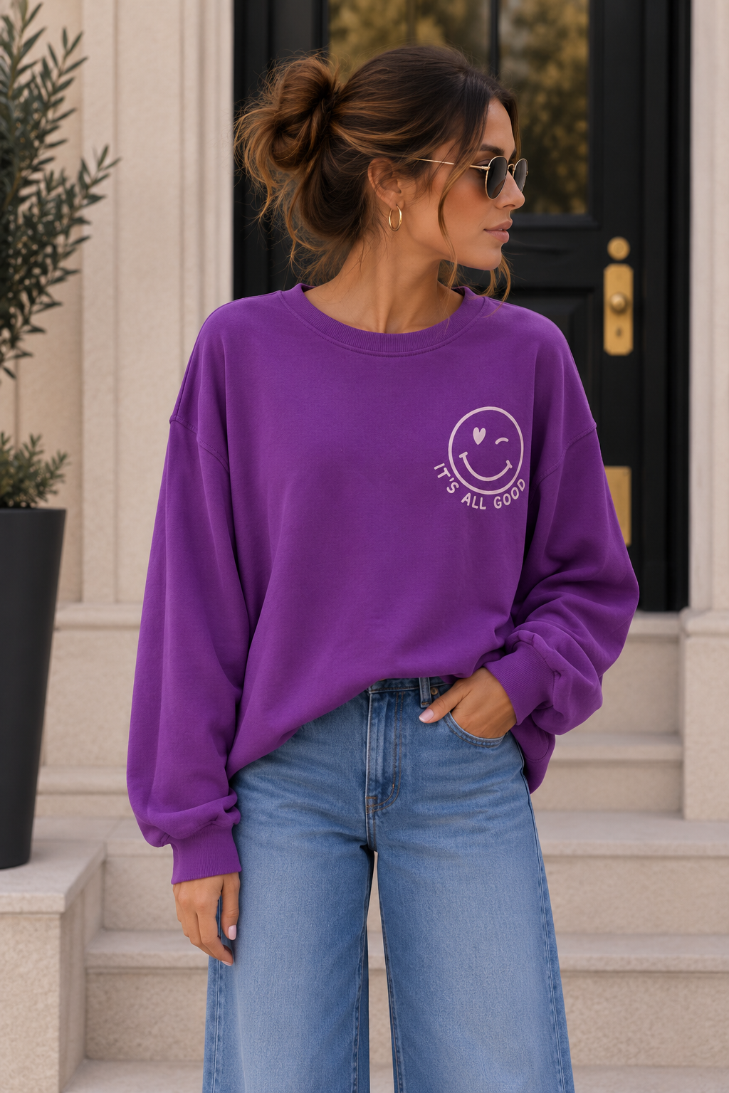 Sweatshirt „Happy Vibes NINA“ – Made in Italy