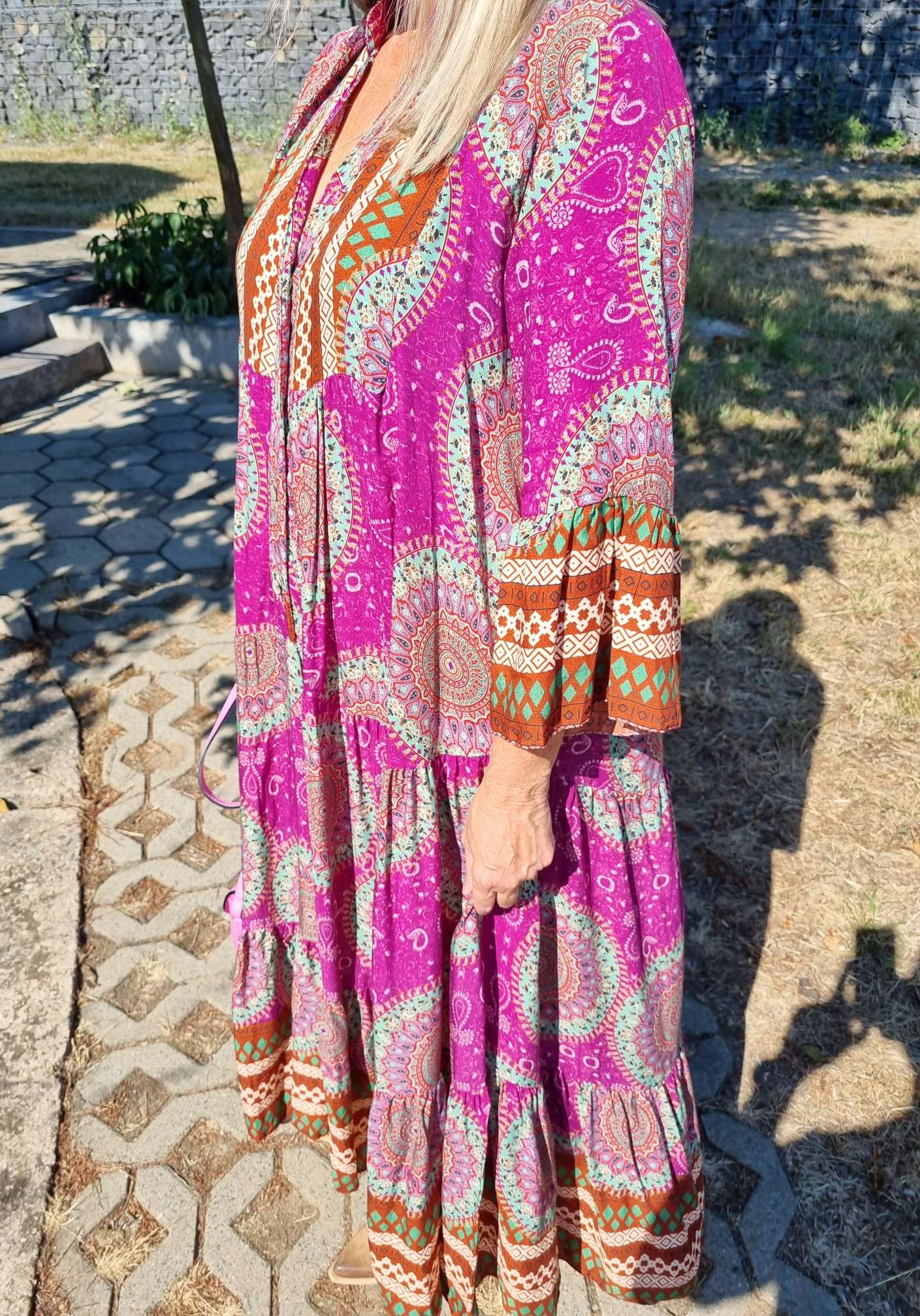 MAXI TUNIKA DRESS MICAELA PINK 34-42 Made in Italy langes Kleid Hängerchen Tunikakleid MAXI TUNIKA DRESS MICAELA PINK 34-42 Made in Italy langes Kleid Hängerchen Tunikakleid