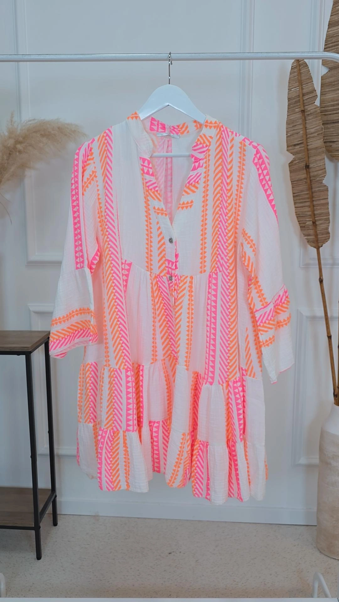 MUSSELIN KLEID DANIELLE AZTEK kurz Made in Italy 34 - 44 Summer Dress Tunika