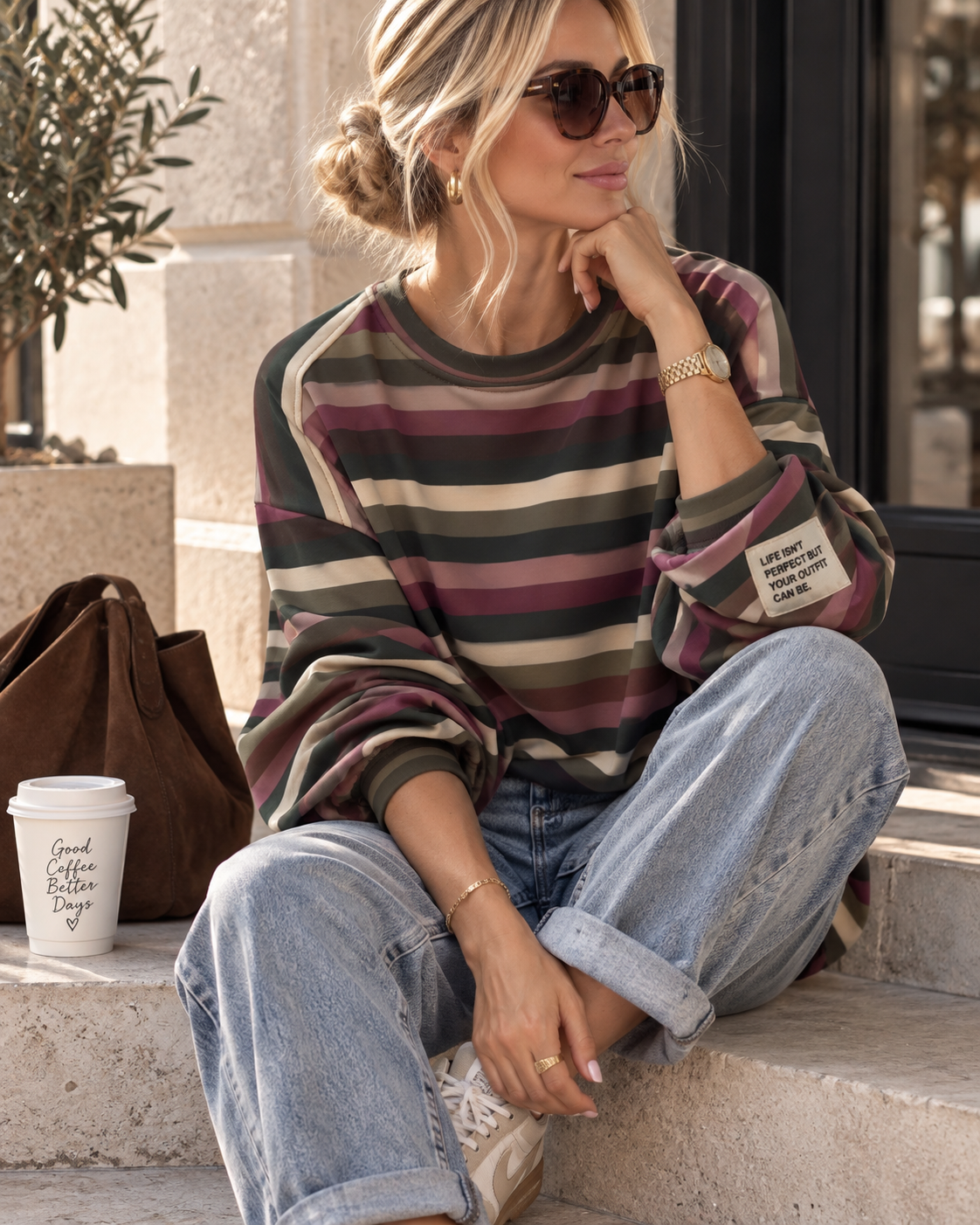 Sweatshirt „Ottavia“ – Streifen-Look | Made in Italy | passend bis ca. Gr. 42/44