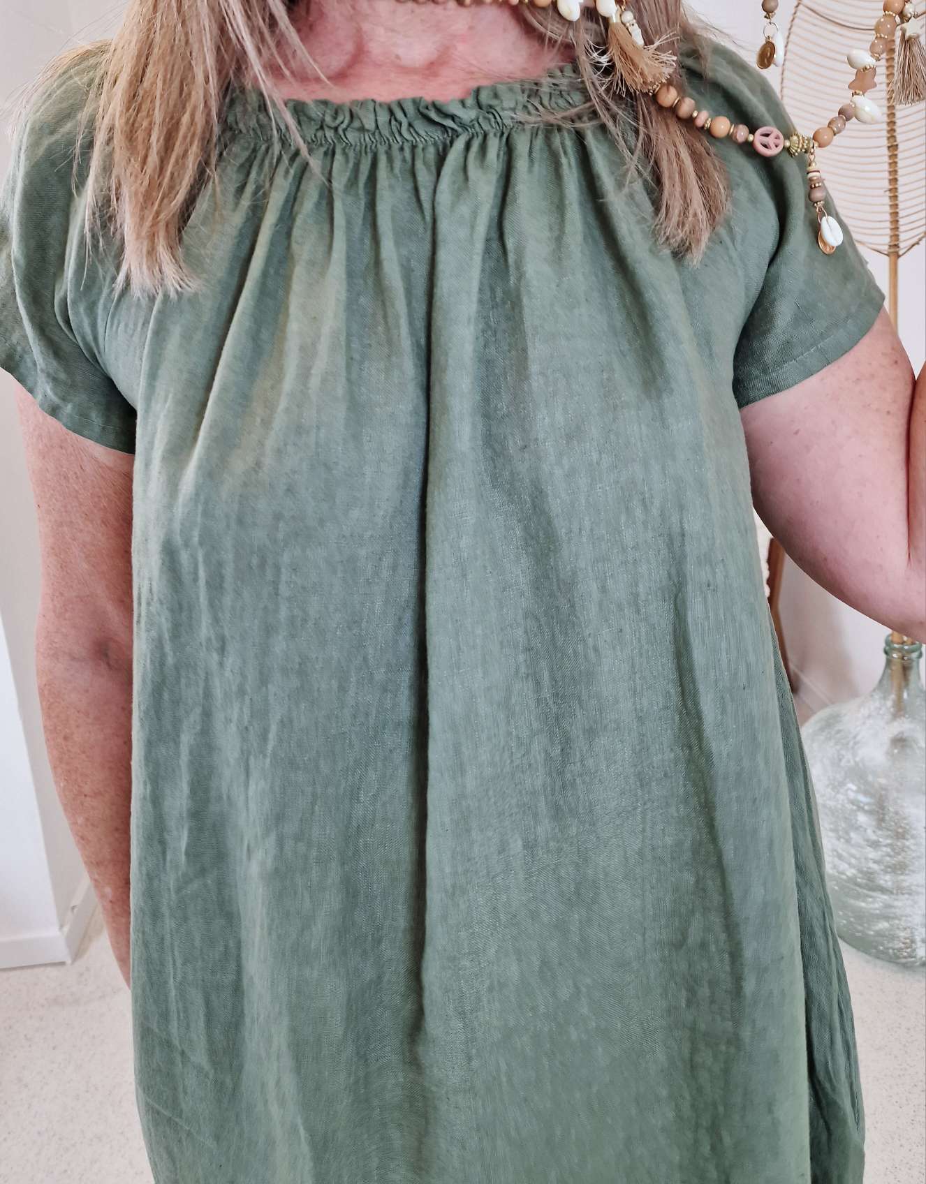 LINEN TUNIKA DRESS LUISE KHAKI 34-42 Made in Italy Leinen Kleid Leinenkleid Linendress LINEN TUNIKA DRESS LUISE KHAKI 34-42 Made in Italy Leinen Kleid Leinenkleid Linendress