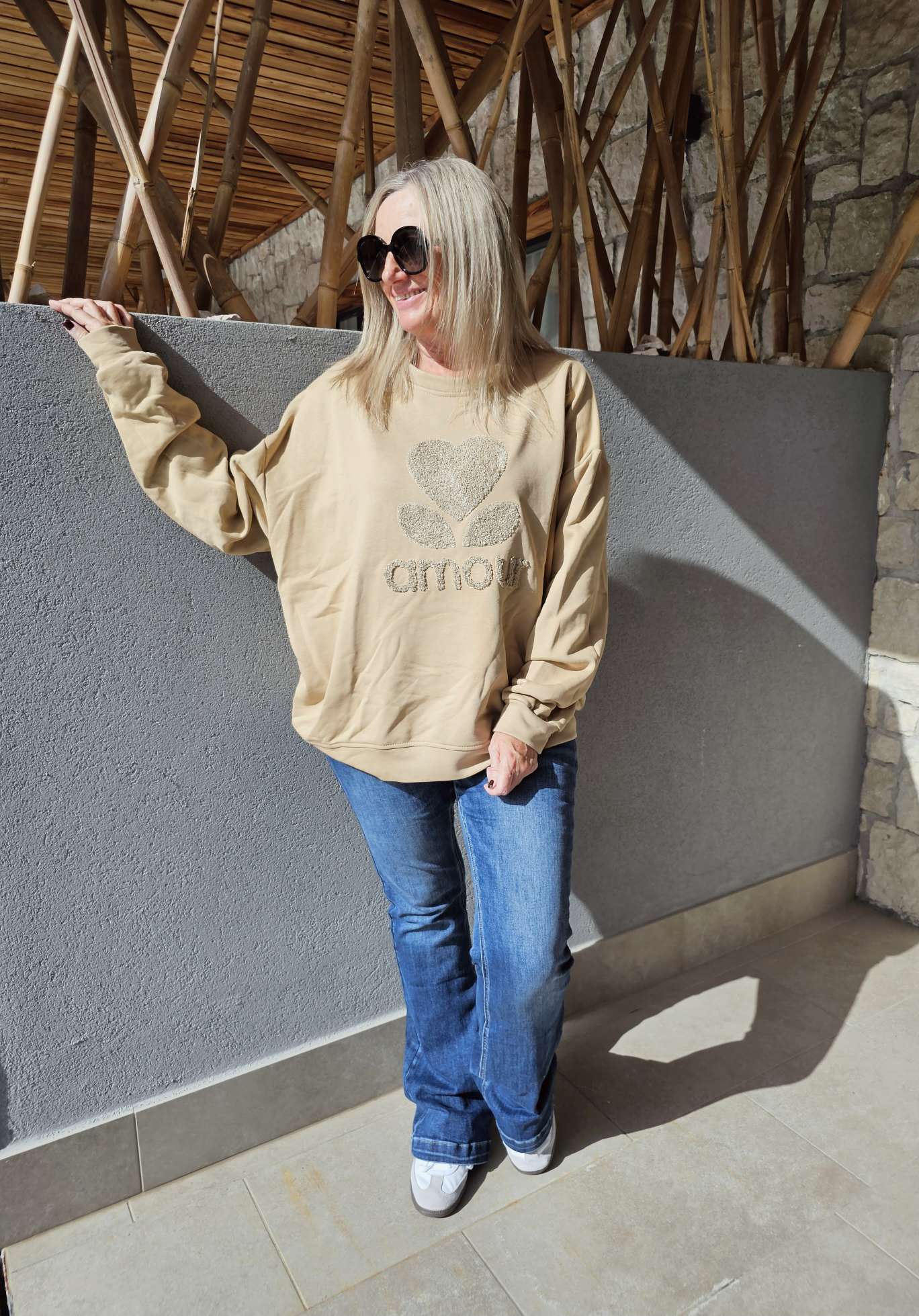BASIC SWEATER AMOUR geflockt Made in Italy 34 - 42 BASIC SWEATER AMOUR geflockt Made in Italy 34 - 42