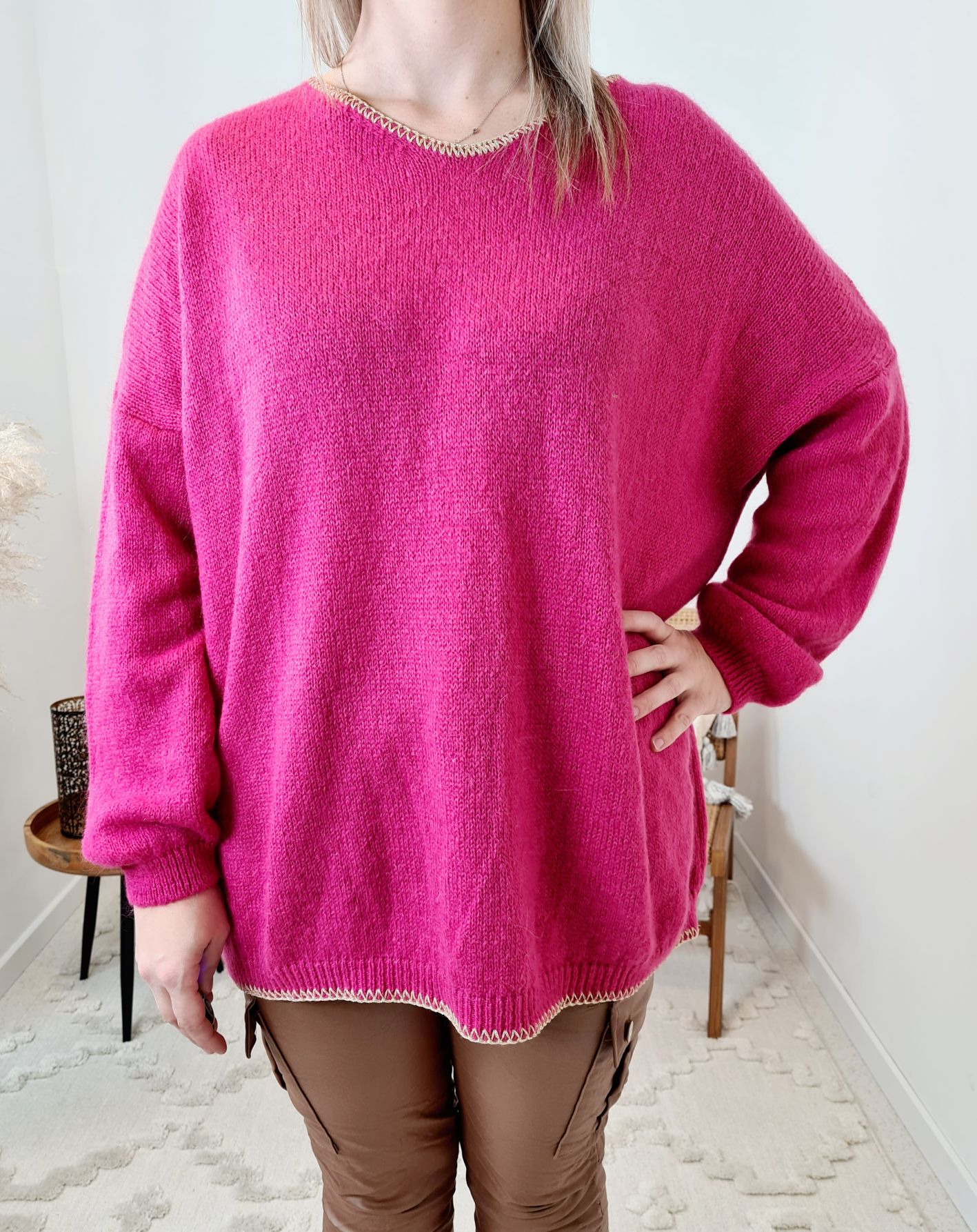 LIGHT KNIT SWEATER RENO PINK Strickpullover Pullover Langarm Longsleeve 34-42 Oversize Made in Italy LIGHT KNIT SWEATER RENO PINK Strickpullover Pullover Langarm Longsleeve 34-42 Oversize Made in Italy