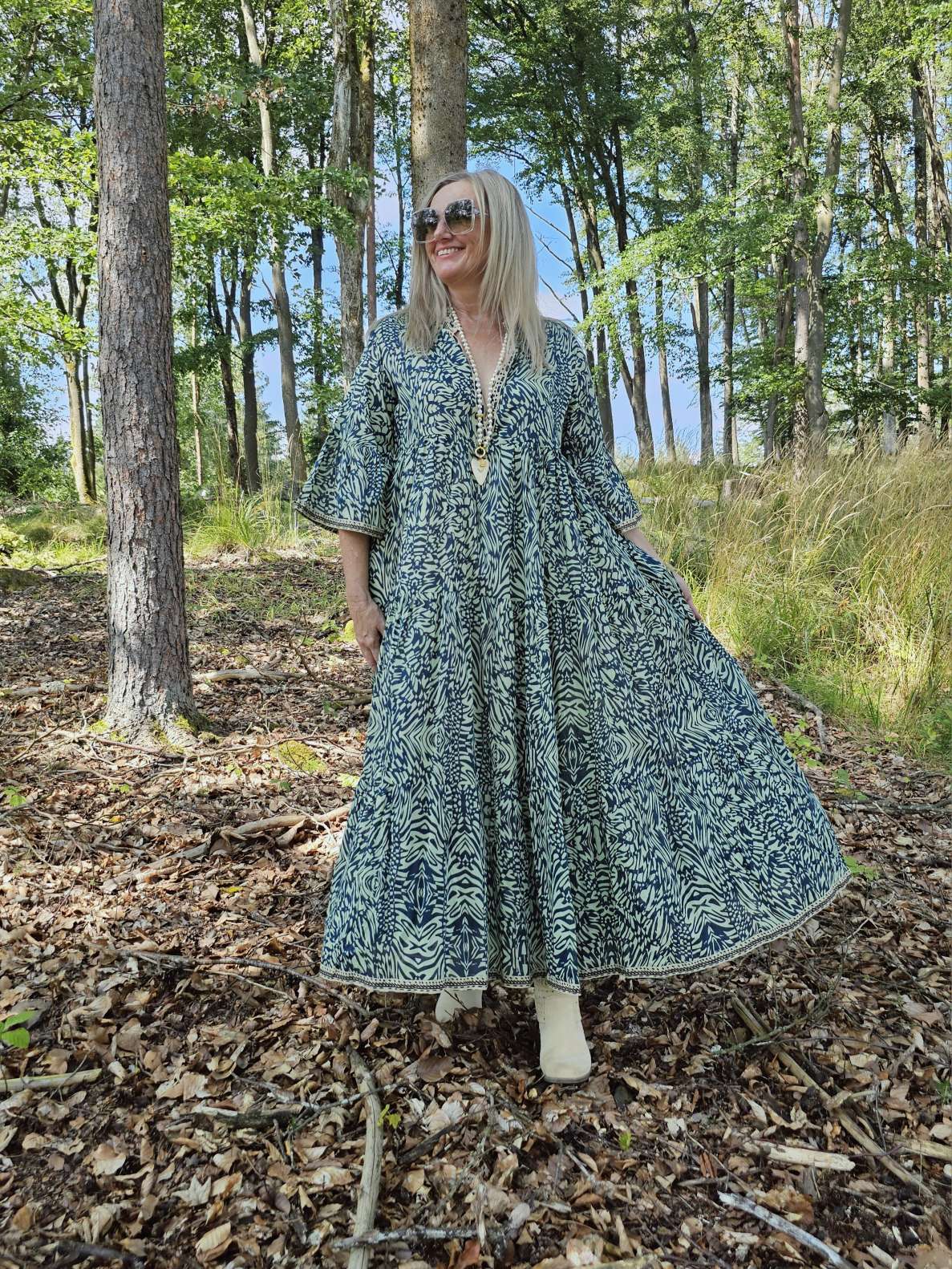 TUNIKA KLEID BOSTON PETROL MINT 34-42 Italy Style langes Sommerkleid DRESS