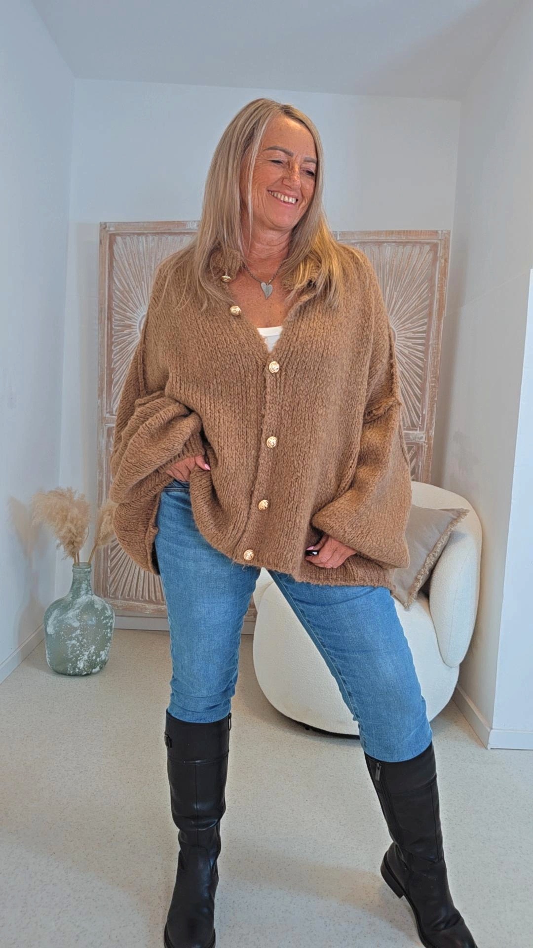 OVERSIZE STRICK-CARDIGAN MALI Made in Italy 34 - 50 