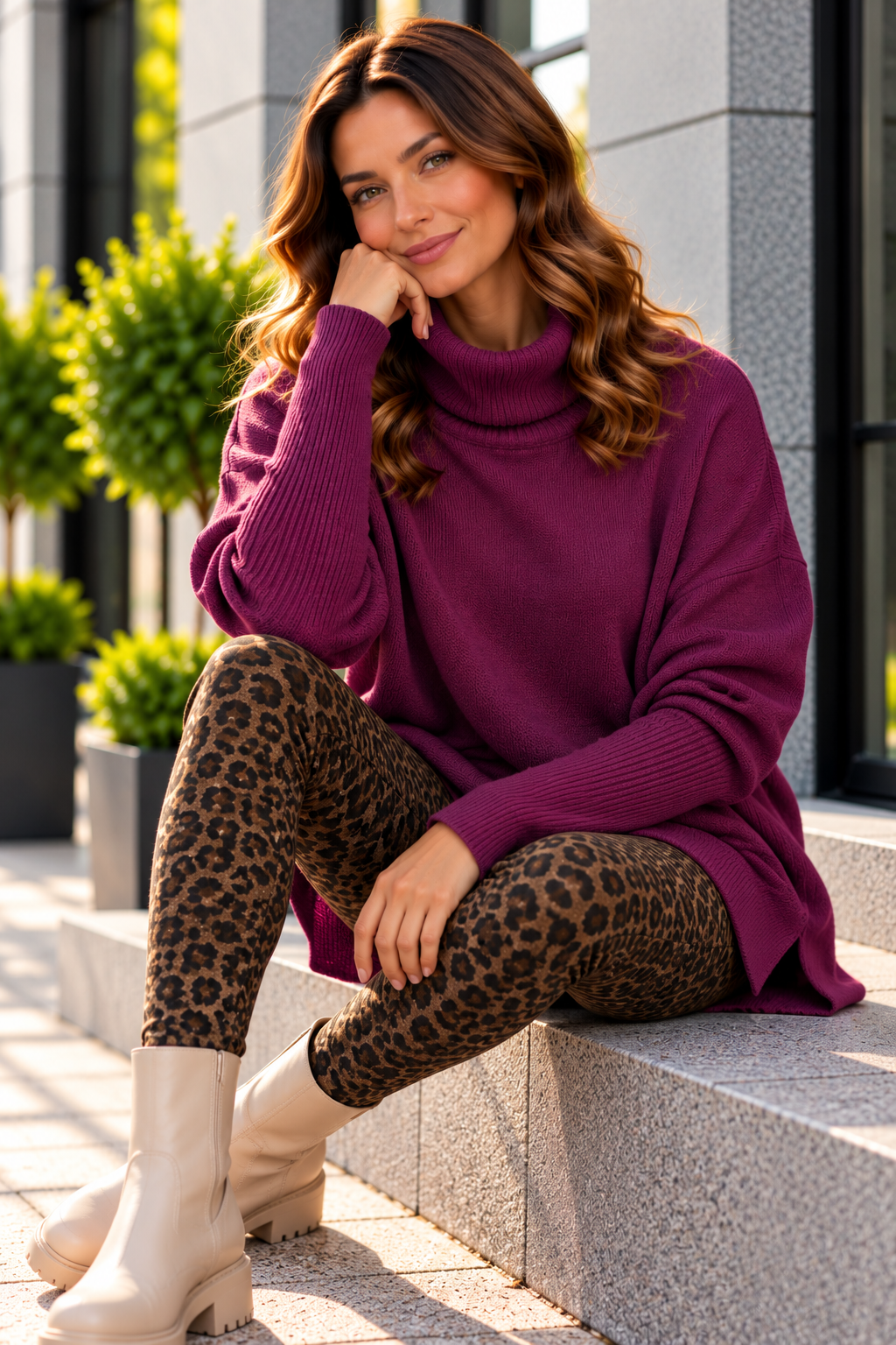Oversize Rollkragen-Pullover Uni RP0164 I Made in Italy 34-44/46 Strick Pullover