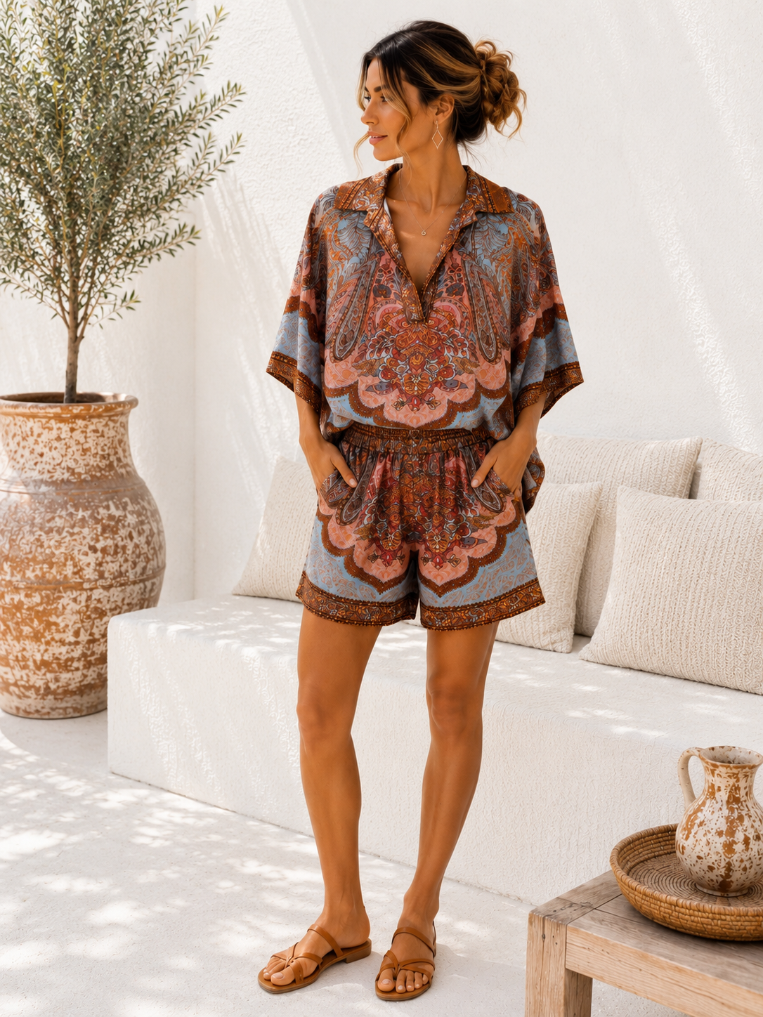 Exklusiv Silky Signature Set „Calista“ ✨ Shirt & Short Made in Italy 34-42